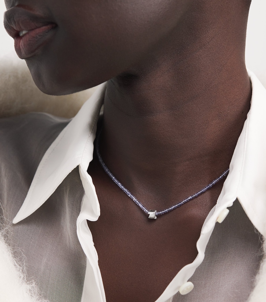 Suzanne Kalan White Gold and Iolite Infinite Beaded Necklace Wg/iol Image 2