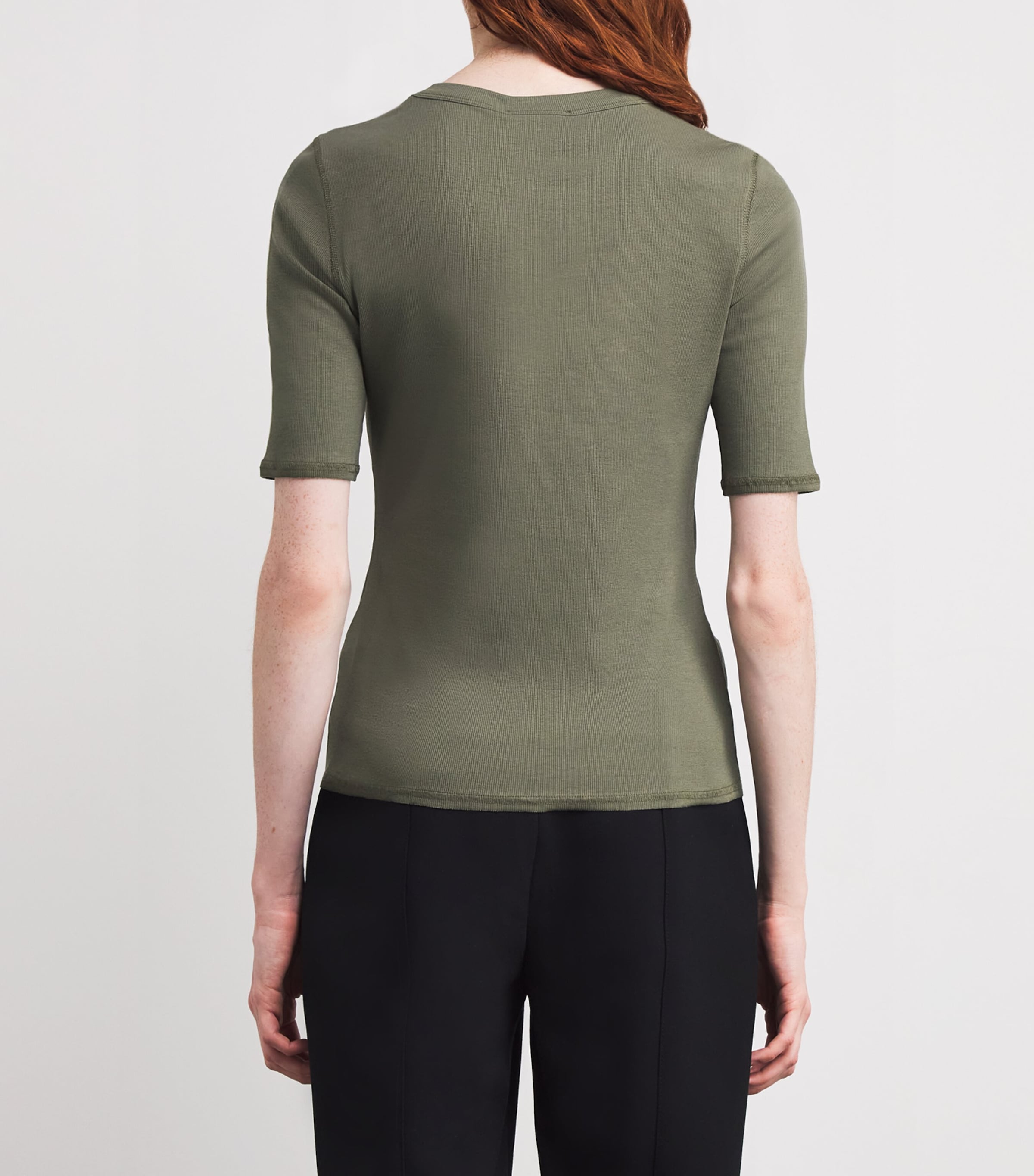 Ribbed Cut-Out T-Shirt KAKI Image 4