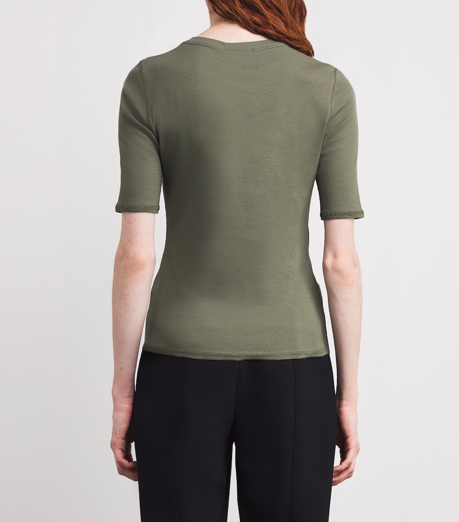 Ribbed Cut-Out T-Shirt KAKI Image 4