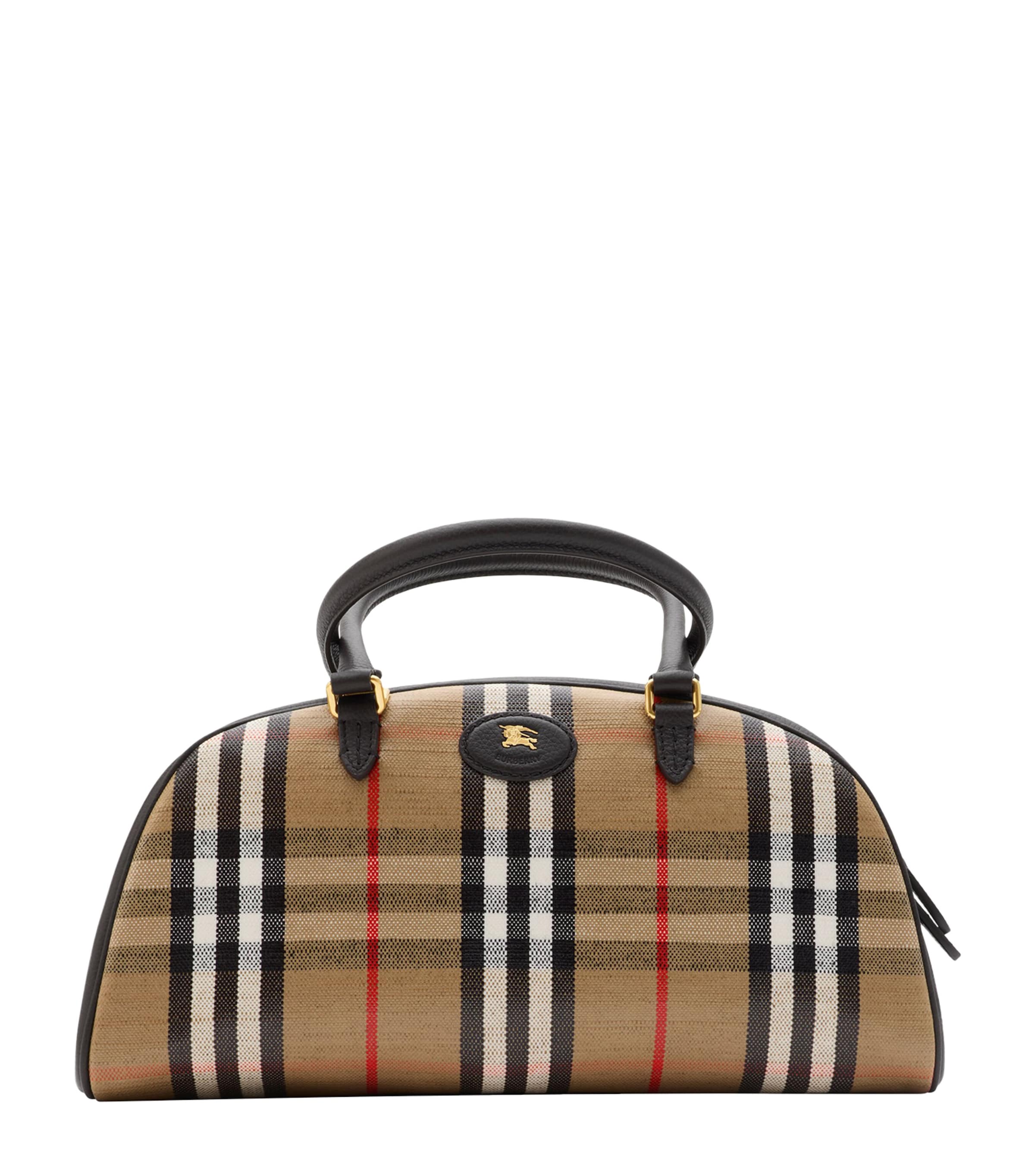 Burberry Highland Beige Handbag With Ekd Patch On The Front And All-over Check Motif In Cotton Blend Woman In Neutral