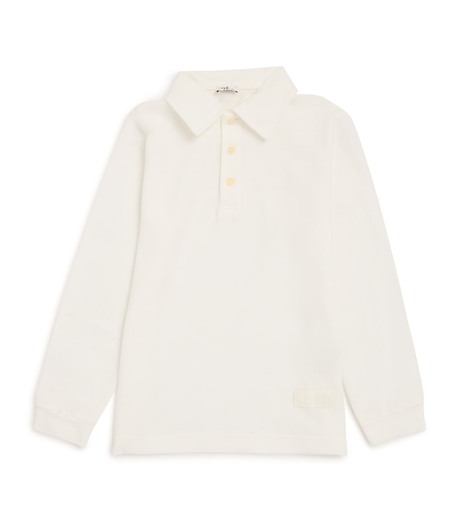 Cotton Long-Sleeve Polo Shirt (2-14 Years) 100MILK Image 1