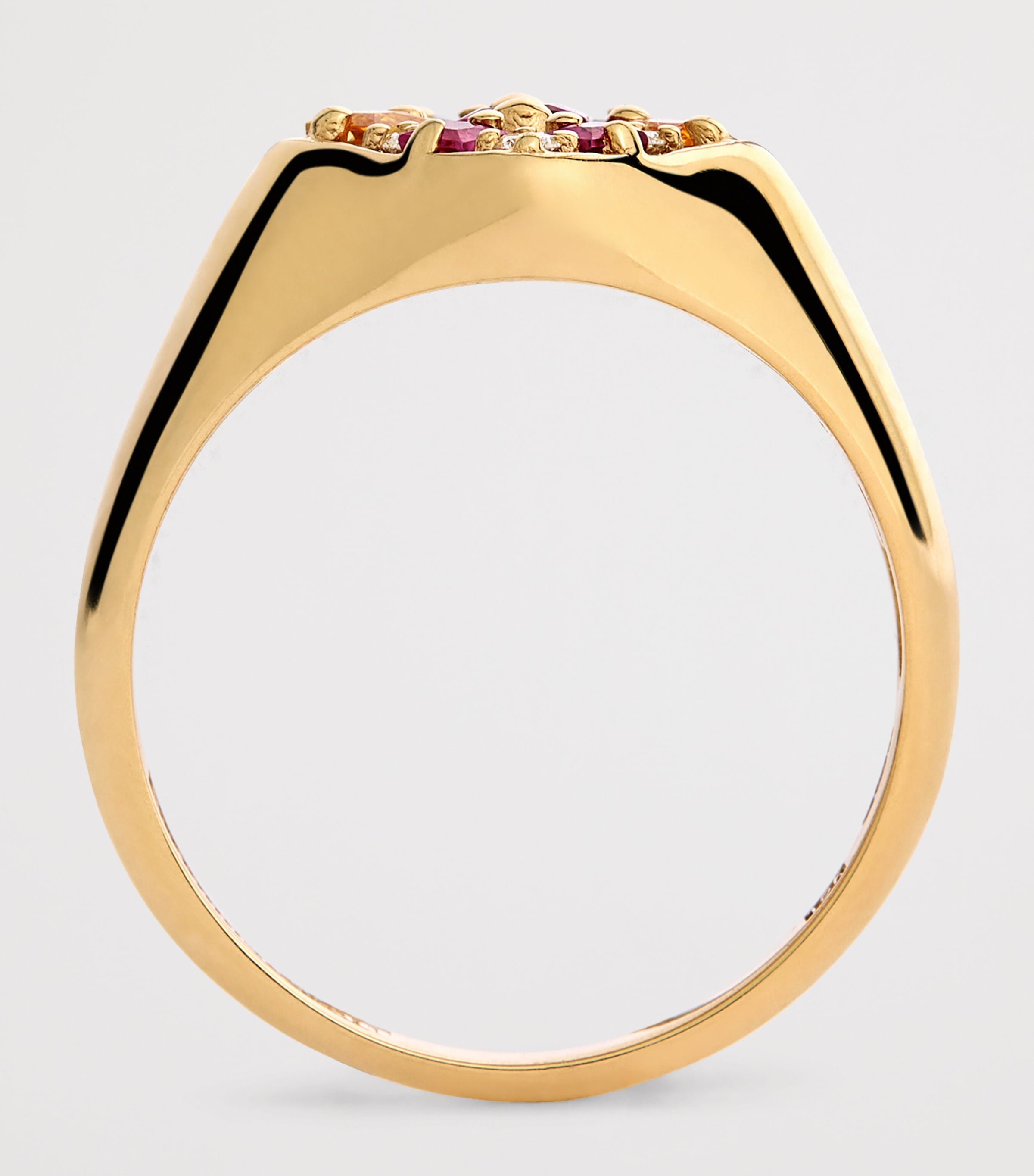 Yellow Gold, Diamond and Rainbow Sapphire La Fantaisie Signet Ring (Size 5) 18K YG/RS Image 3