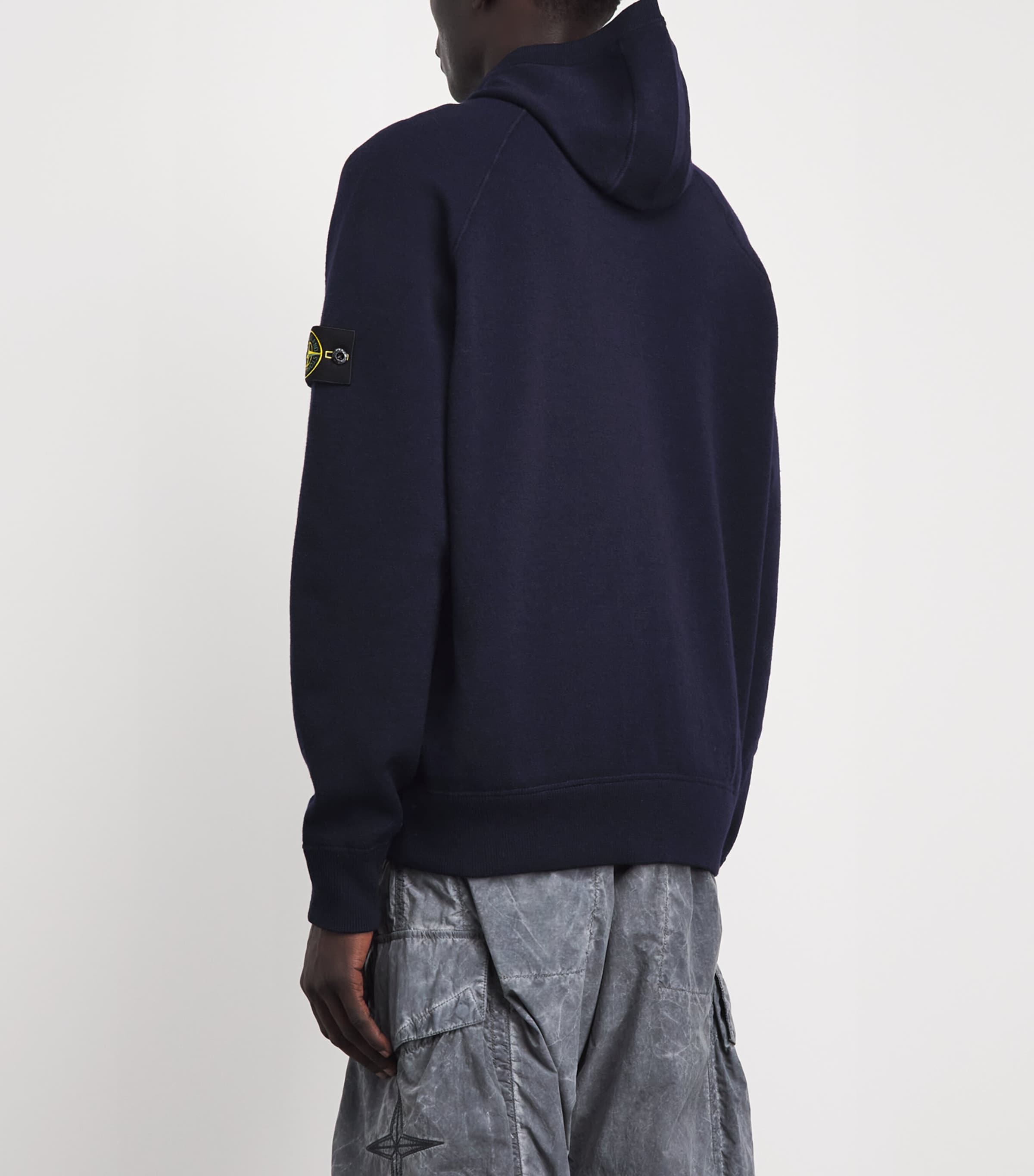 Stone Island Mens Virgin Wool-Blend Zip-Up Hoodie Image 5