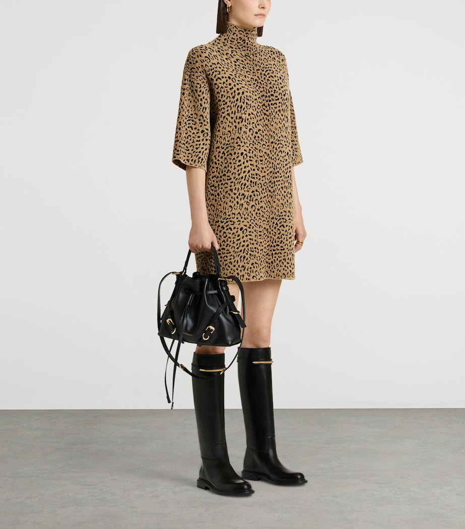 Givenchy Womens Leopard High-Neck Mini Dress Image 2