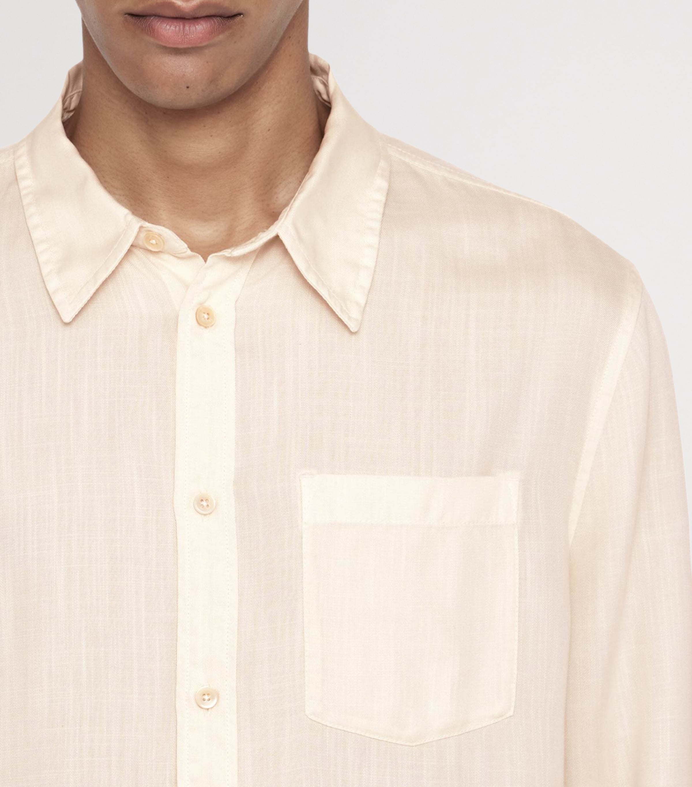 AllSaints Mens Ward Shirt Cream Taupe Image 7