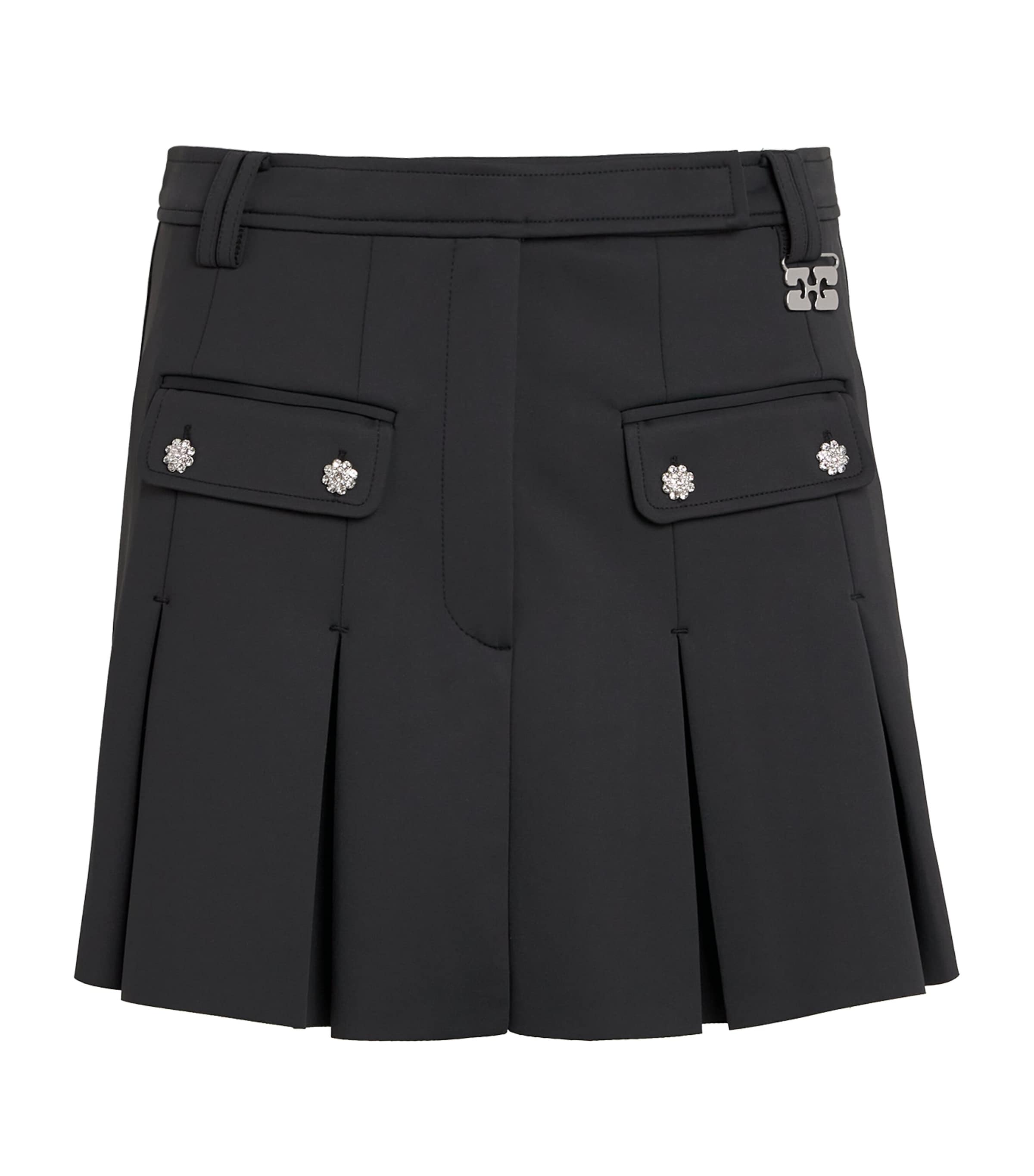 GANNI Neoprene Pleated Mini Skirt | Women Clothing | Skirts | Mini Skirts | Designers | Ganni