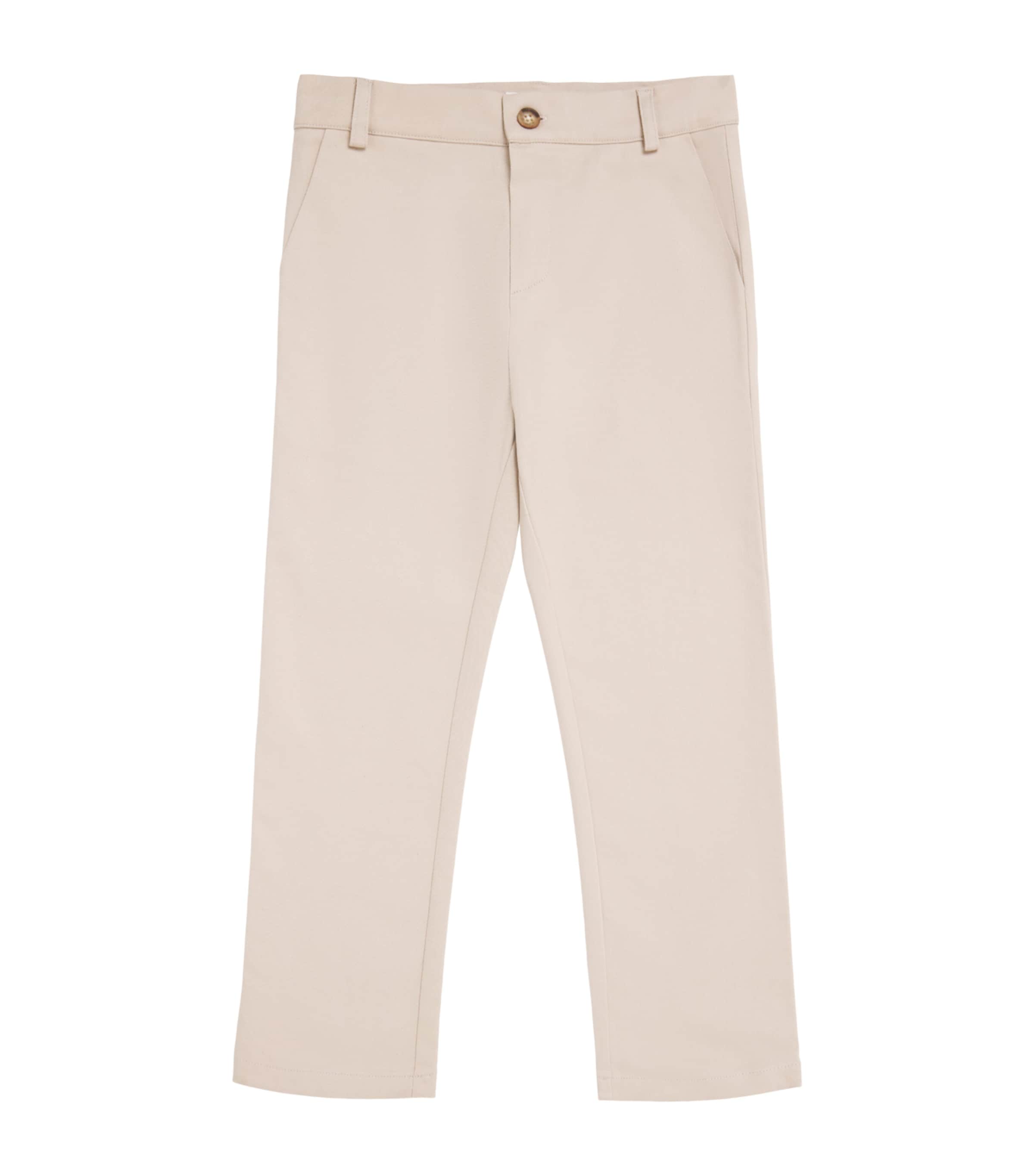 Harrods Embroidered-Logo Chinos (2-8 Years) Stone Image 1