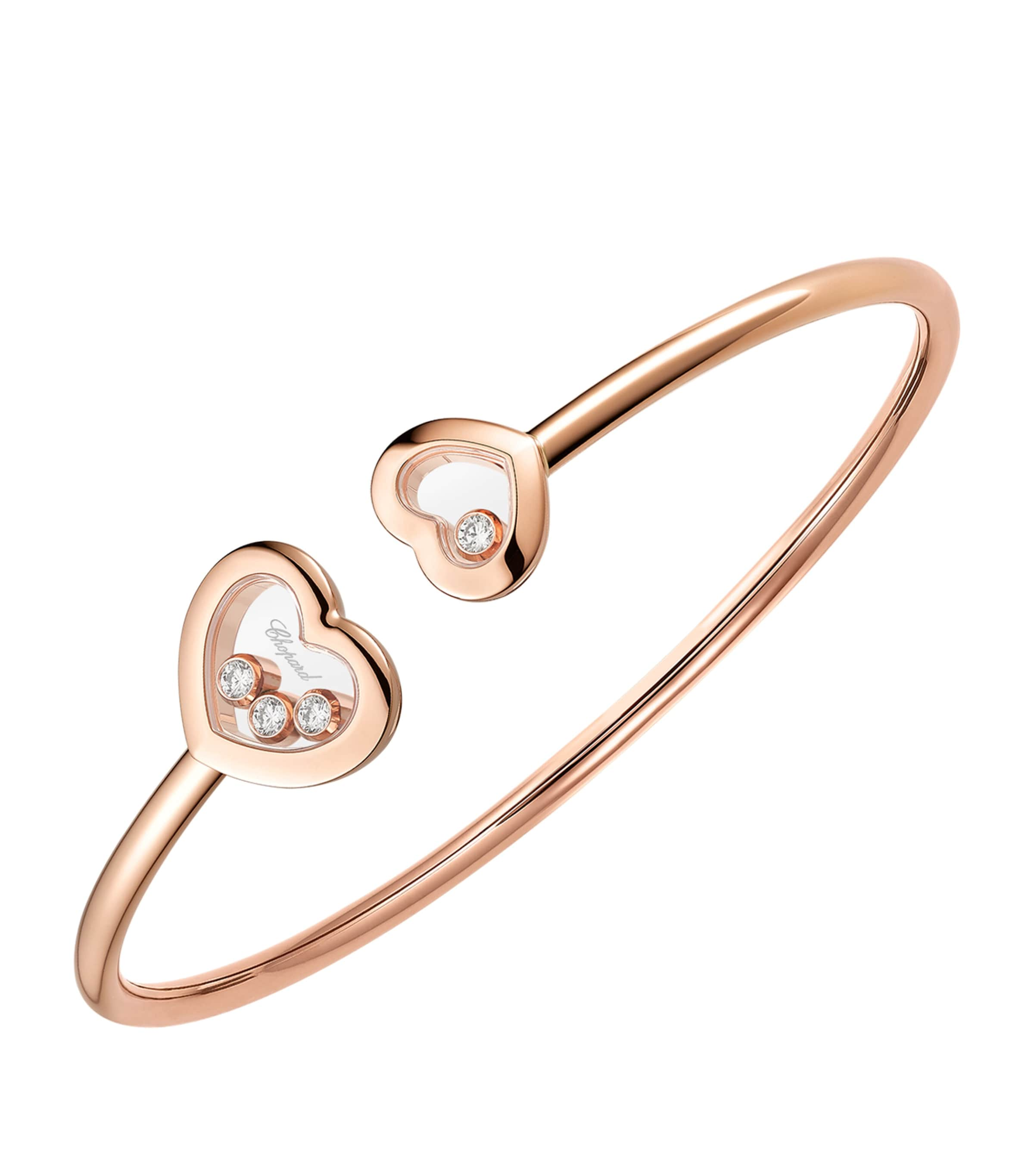 Shop Chopard Rose Gold And Diamond Happy Diamonds Bangle