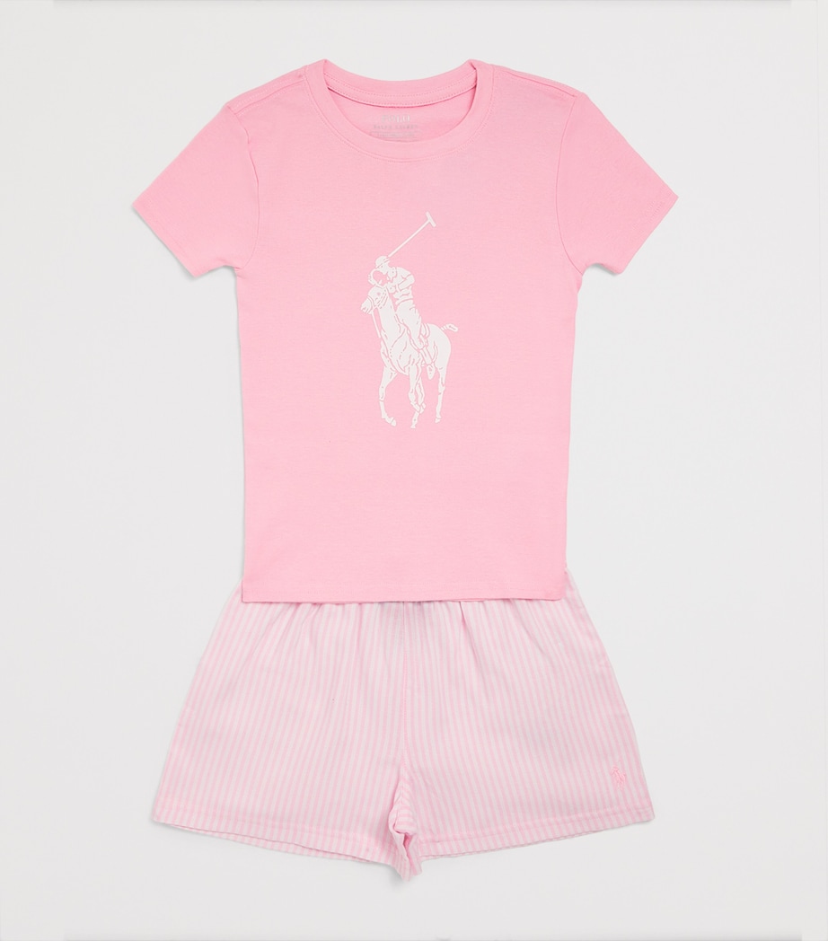 Polo Pony T-Shirt and Shorts Pyjama Set (7-12 Years) W2QWHITE/CARMEL PINK Image 3
