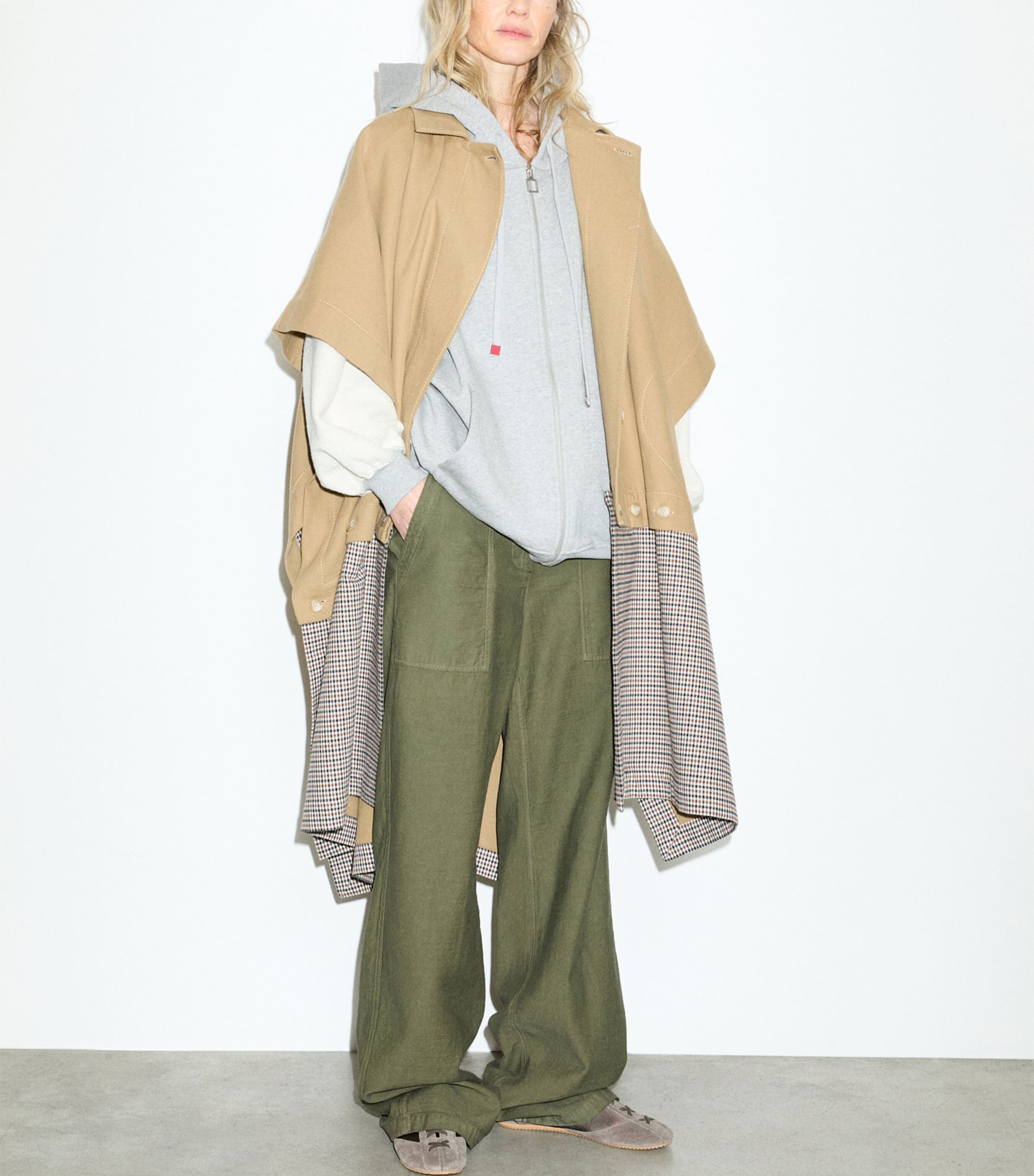 MAX&Co. Womens Contrast-Panel Raincoat Camel Image 5