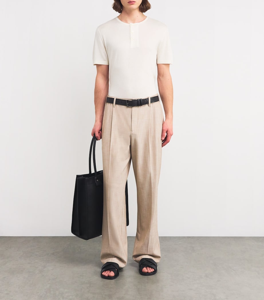 Silk-Linen Hayes Henley Shirt IVORY Image 2