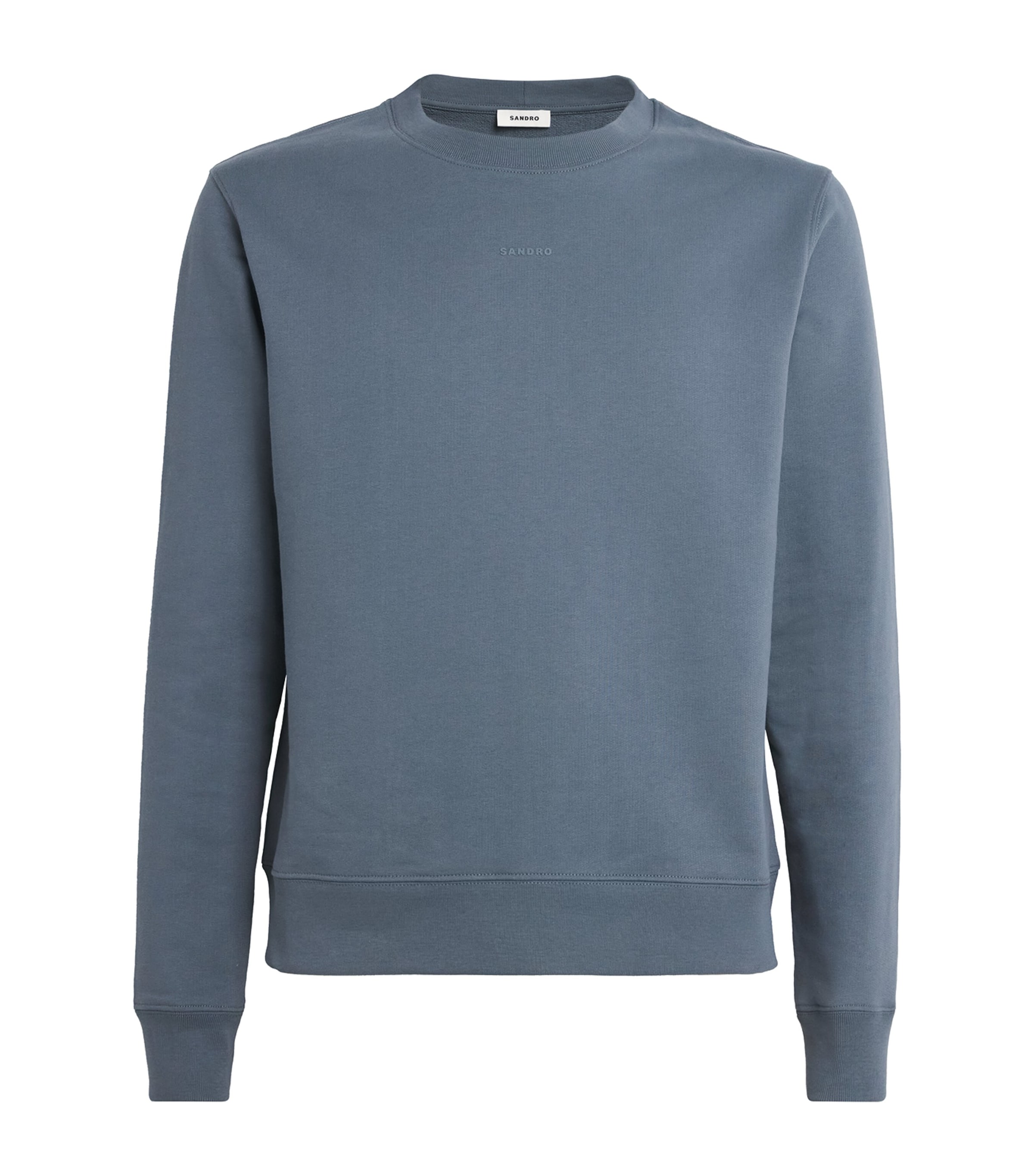 Sandro Paris Mens Cotton Logo Sweatshirt Grey / Blu Image 1