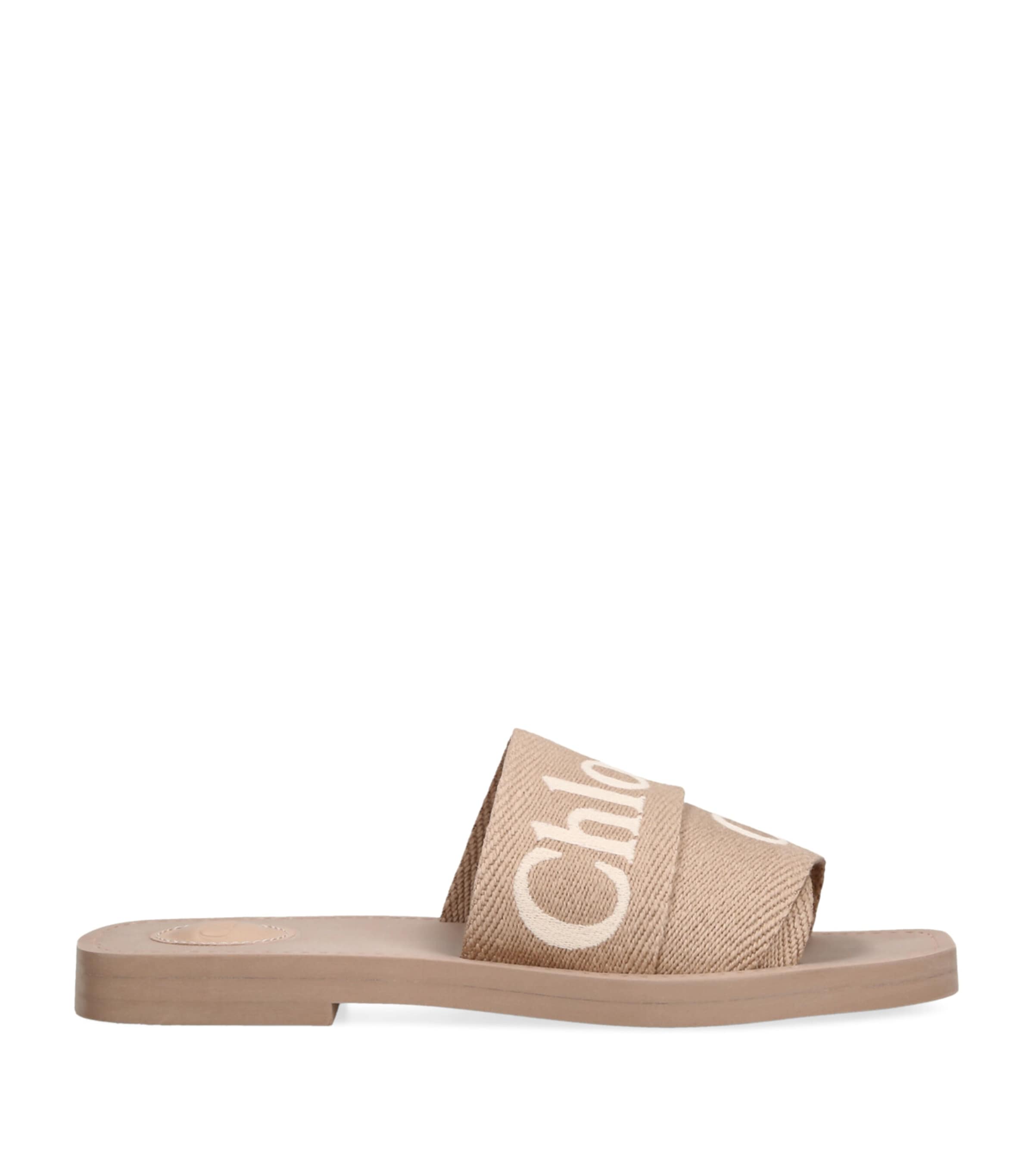 Chloé Canvas Jacquard Woody Sandals In Pink