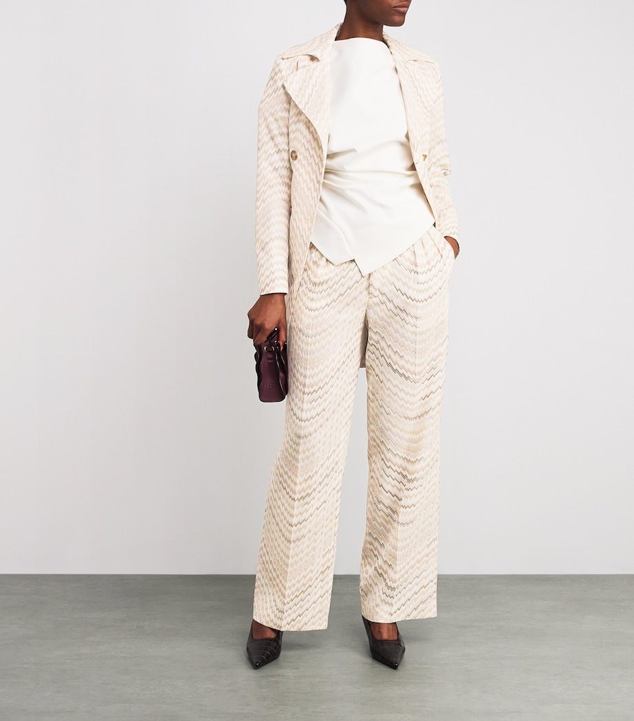 Zigzag Wide-Leg Tailored Trousers S01HS WHITE/BEIGE Image 2