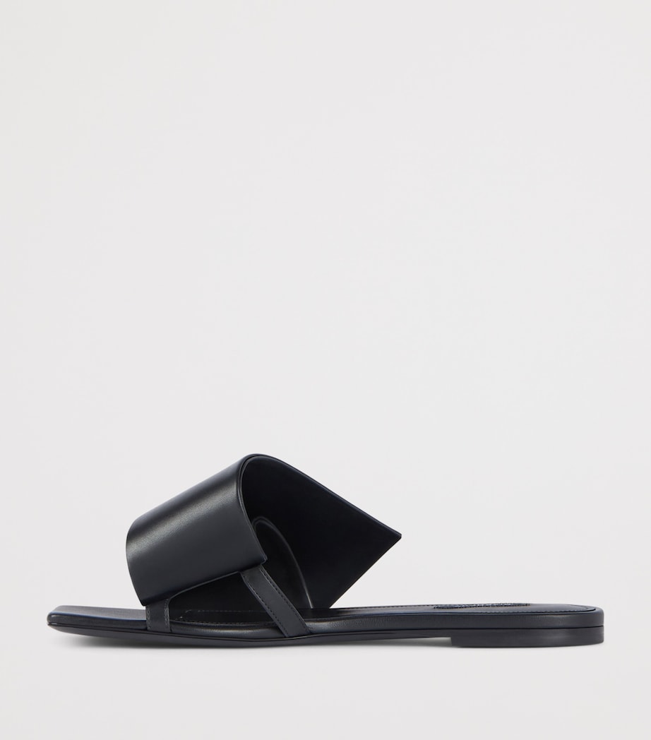 Leather Twisted Ribbon Sandals BLACK Image 3