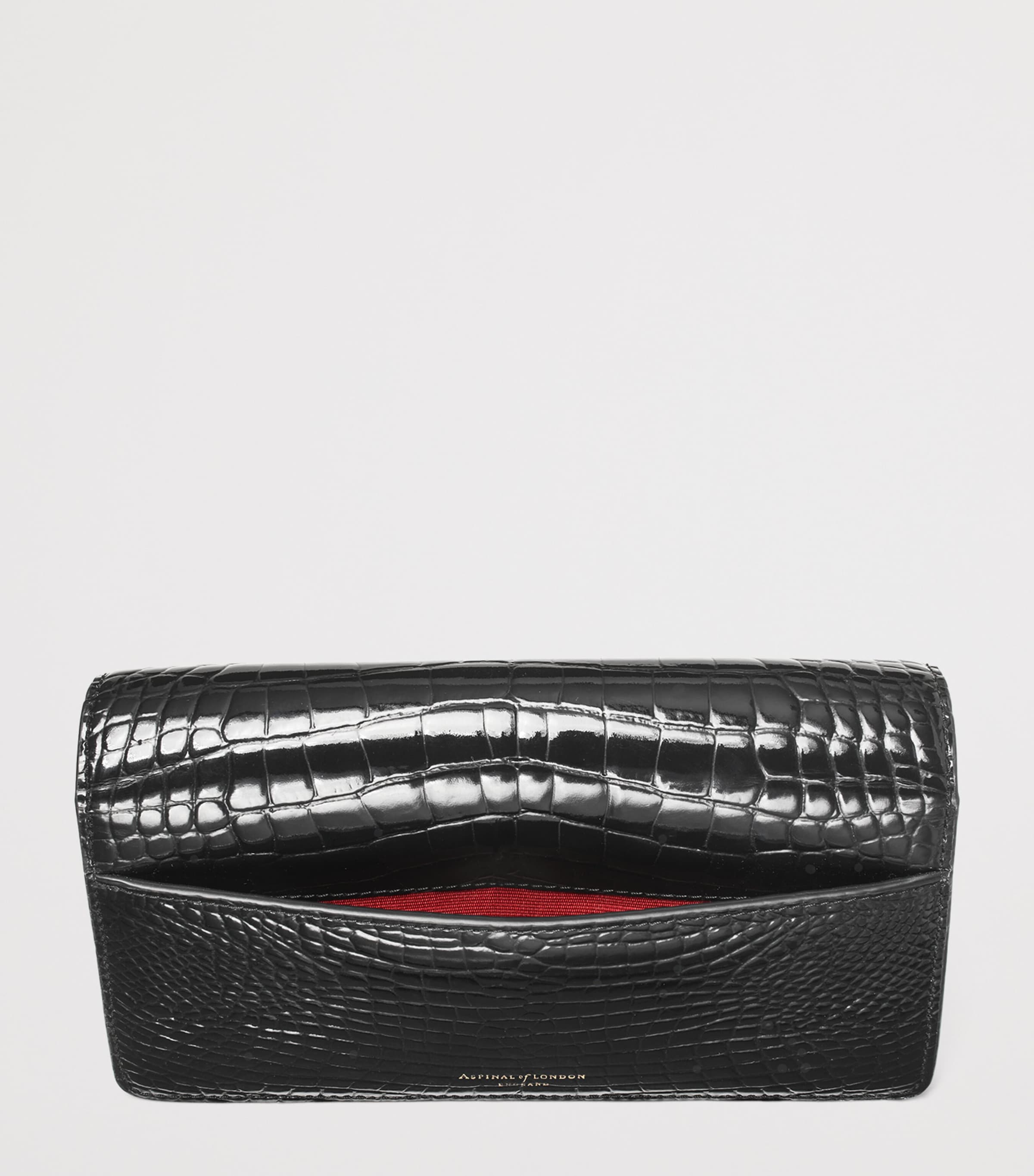 Croc-Embossed Leather Mayfair 2 Clutch Bag BLACK Image 5