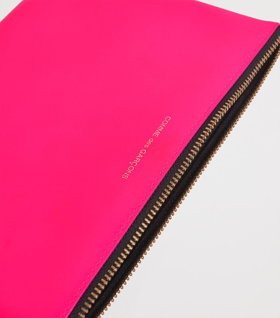 Large Leather Super Fluo Pouch 5 - PINK / YELLOW Image 3