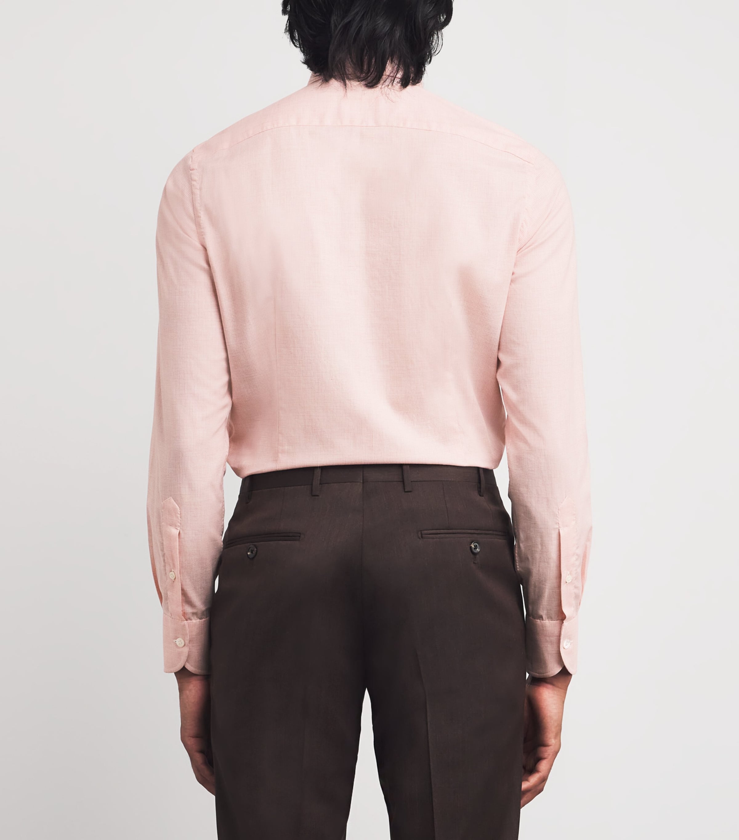 100HANDS Mens Cotton Puppytooth Shirt Grapefruit Pink Image 4