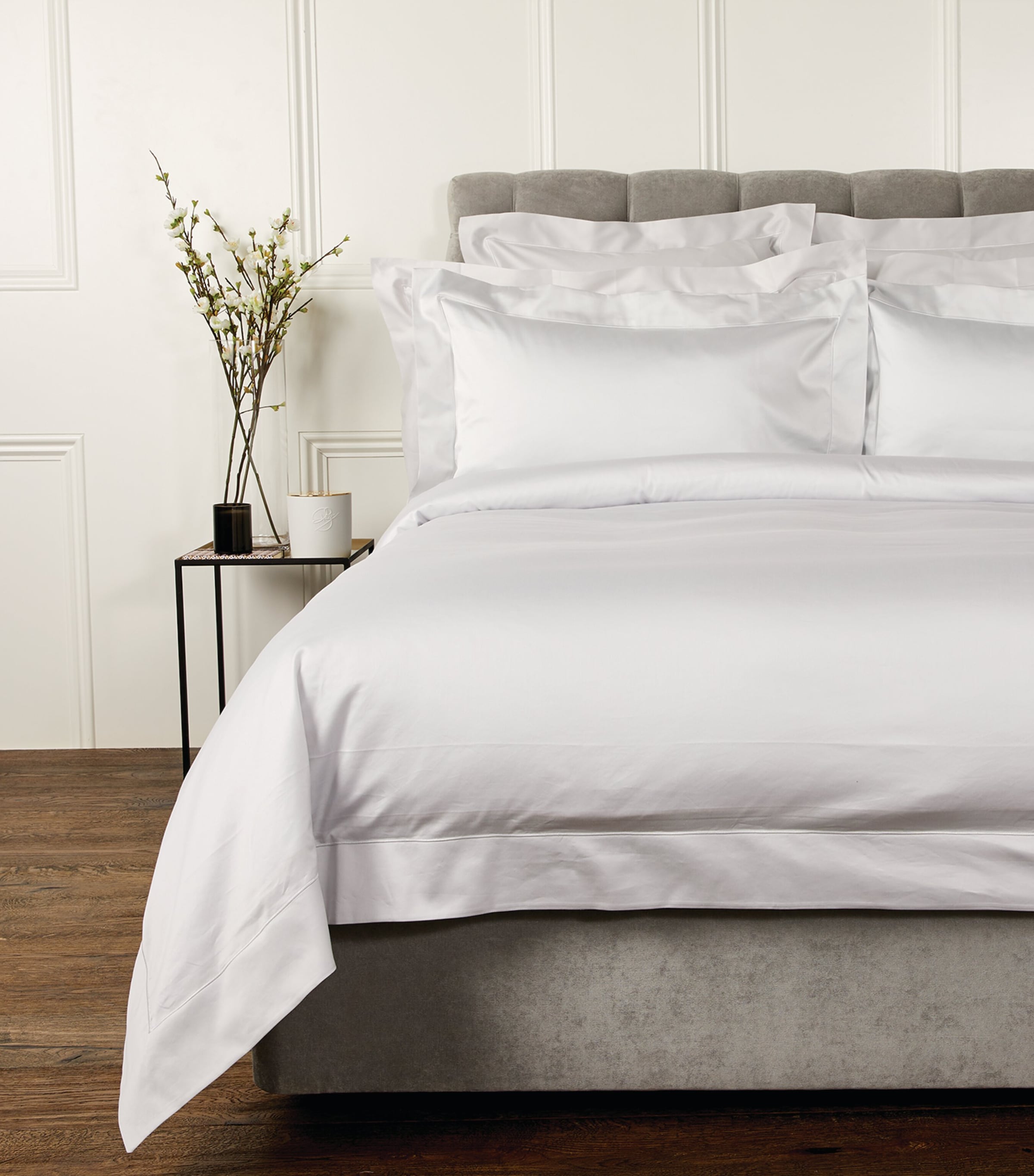 Celso De Lemos Bourdon King Duvet Cover In White