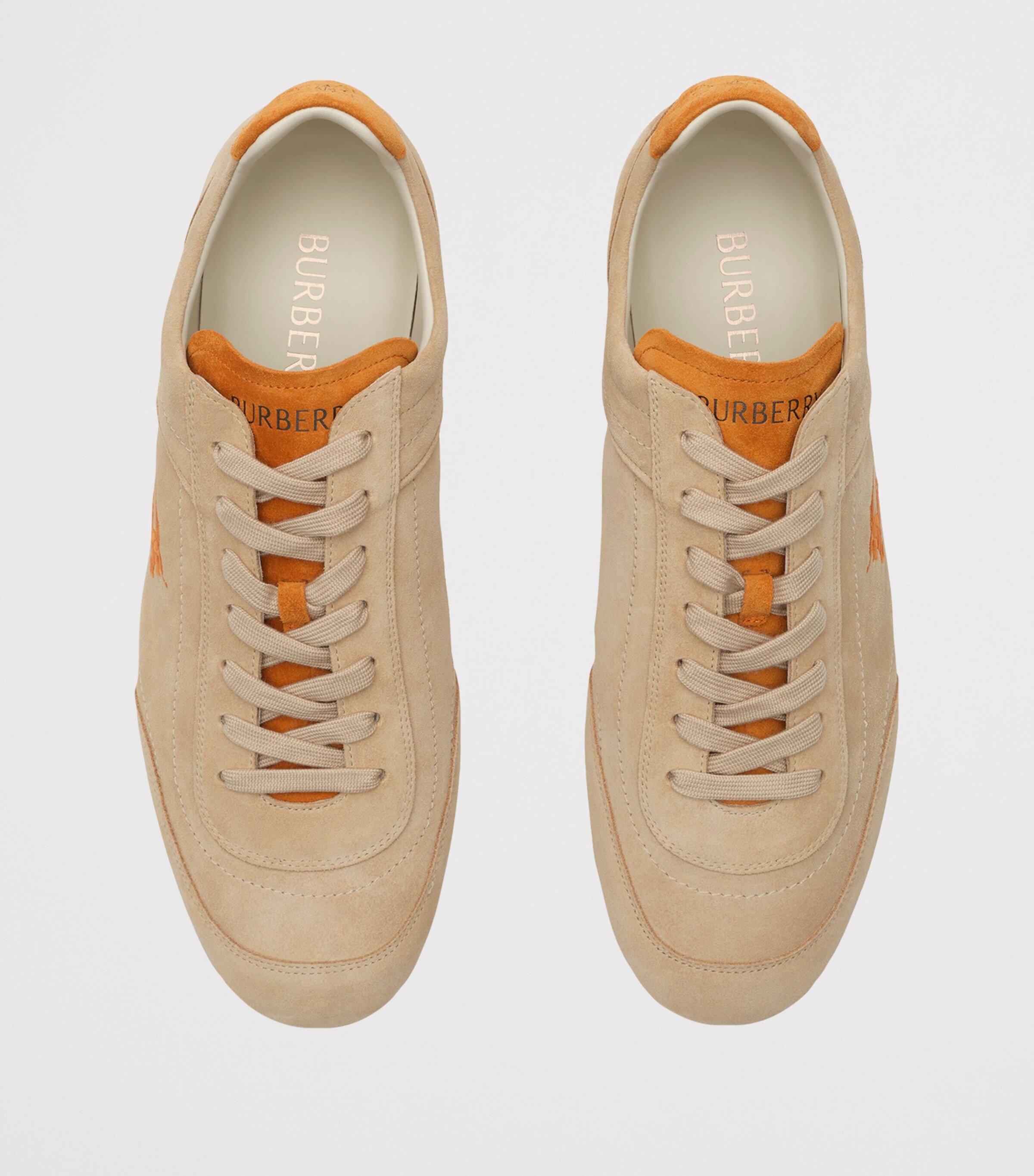 Burberry Mens Suede Knight Runner Sneakers Flaxpumpkin Orange Image 4