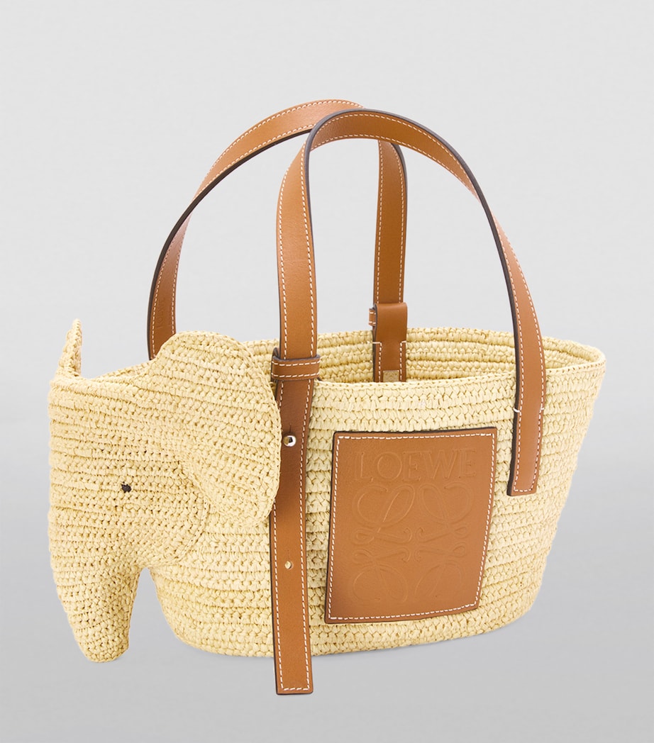 Small Woven Elephant Basket Tote Bag NATURAL/TAN Image 3