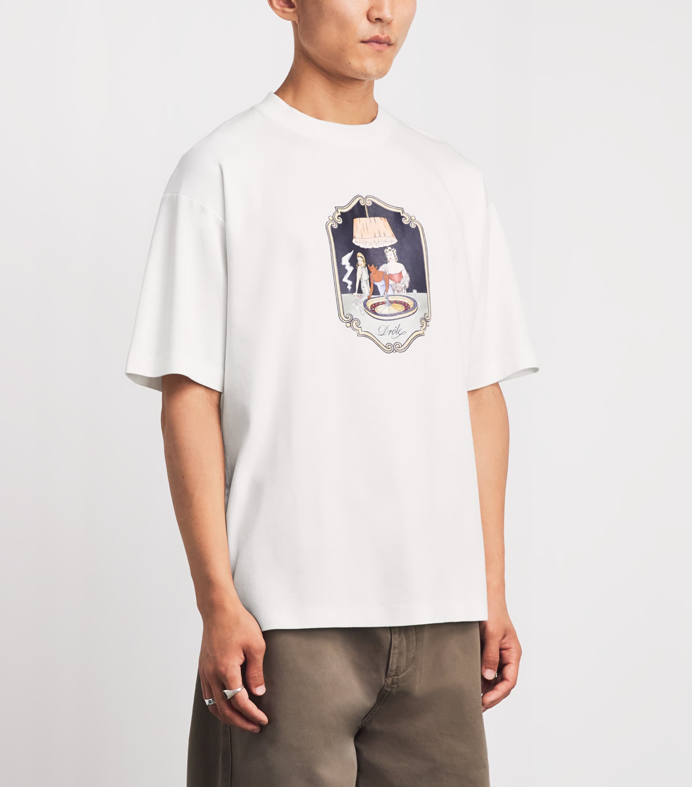 Drôle de Monsieur Mens Cotton Casino T-Shirt Off White Image 4