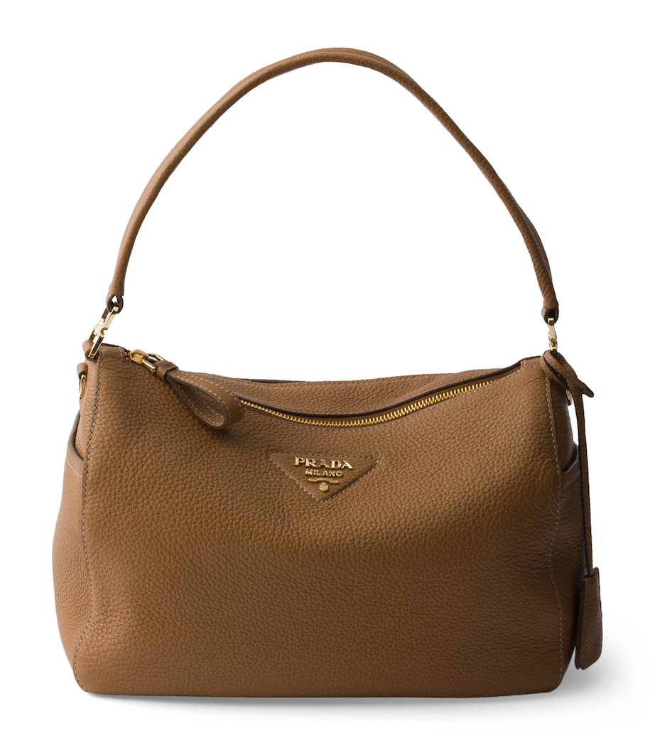 Prada Medium Leather Shoulder Bag Brown Image 1