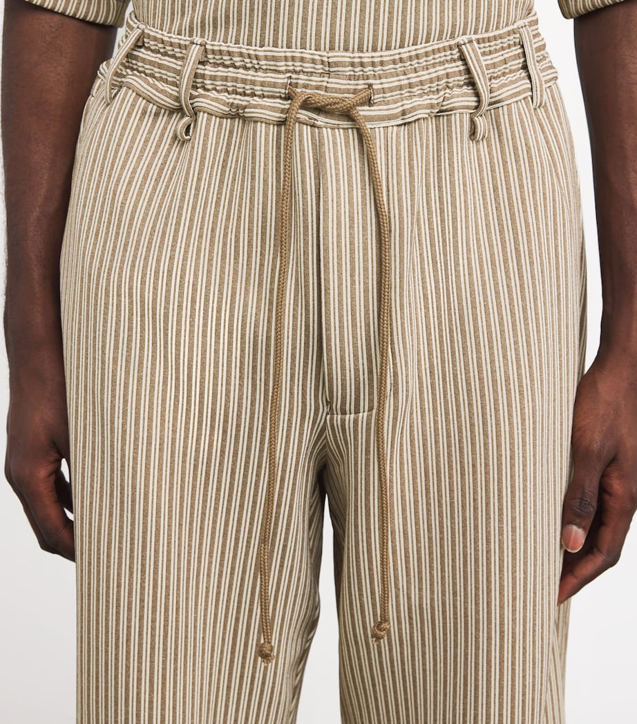 Song For The Mute Mens Jersey Stripe Lounge Wide-Leg Trousers Beige Image 6