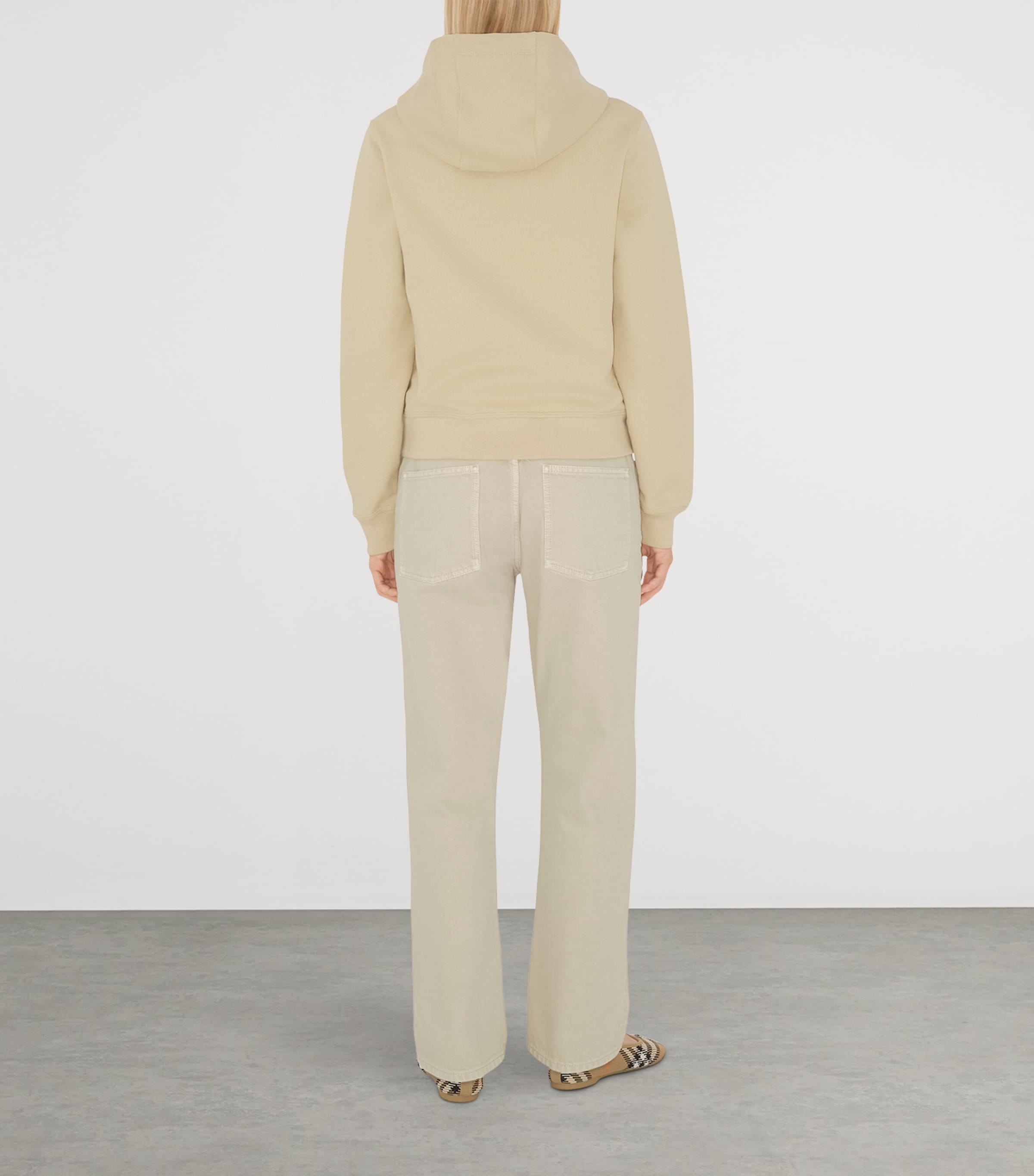 Cotton Check-Patch Hoodie NUTMEG Image 3