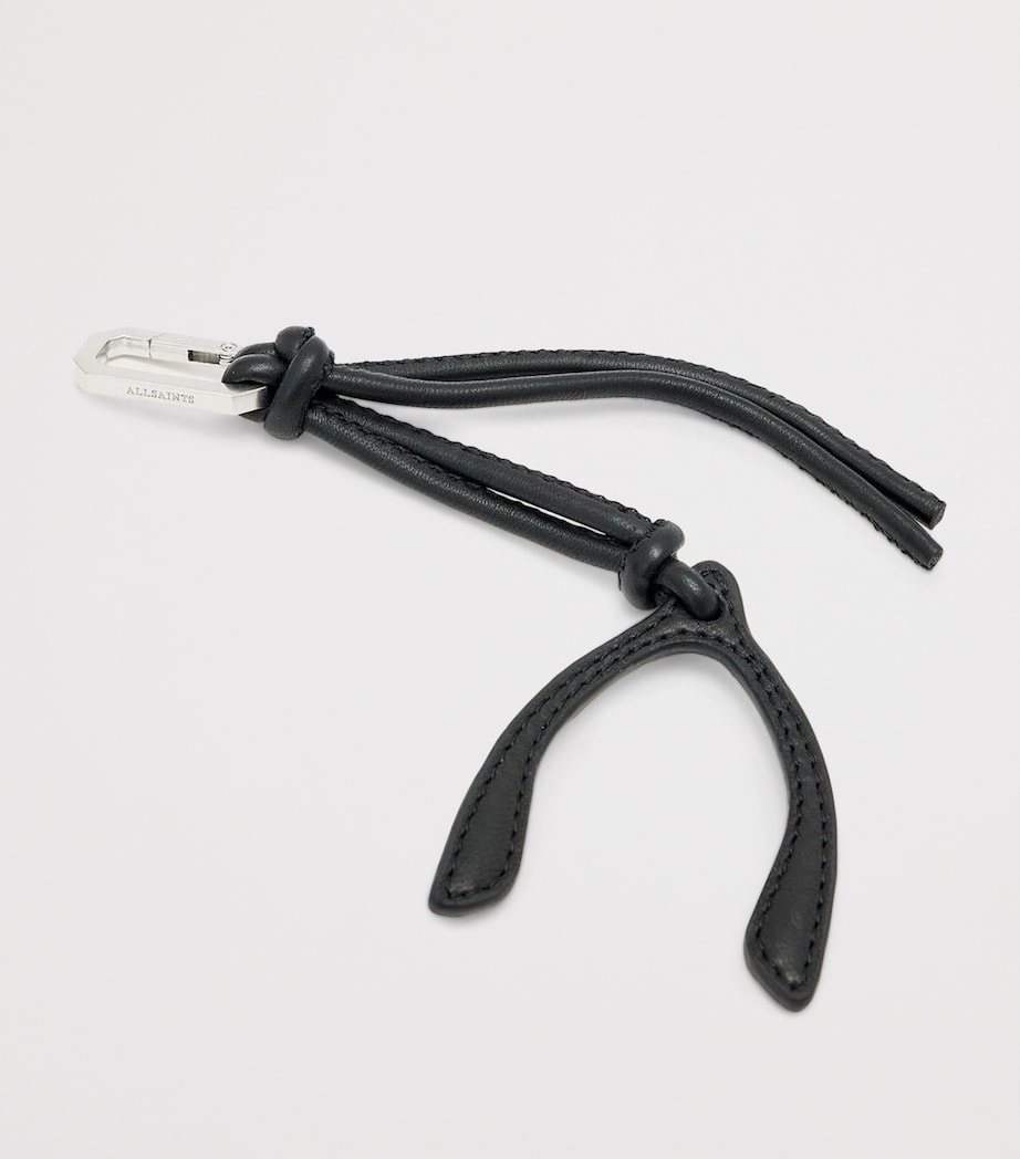 AllSaints Leather Wishbone Keyring Black Image 2