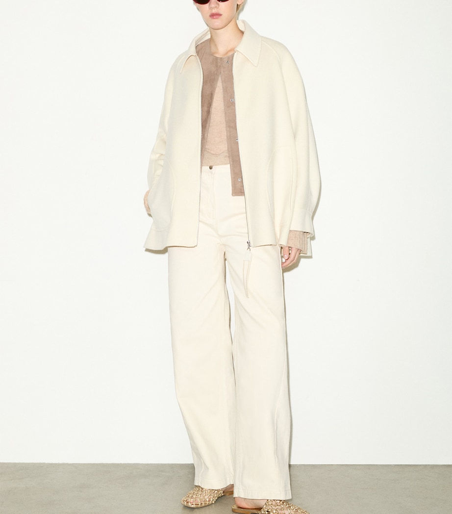MAX&Co. Womens Virgin Wool A-Line Coat Wool White Image 6