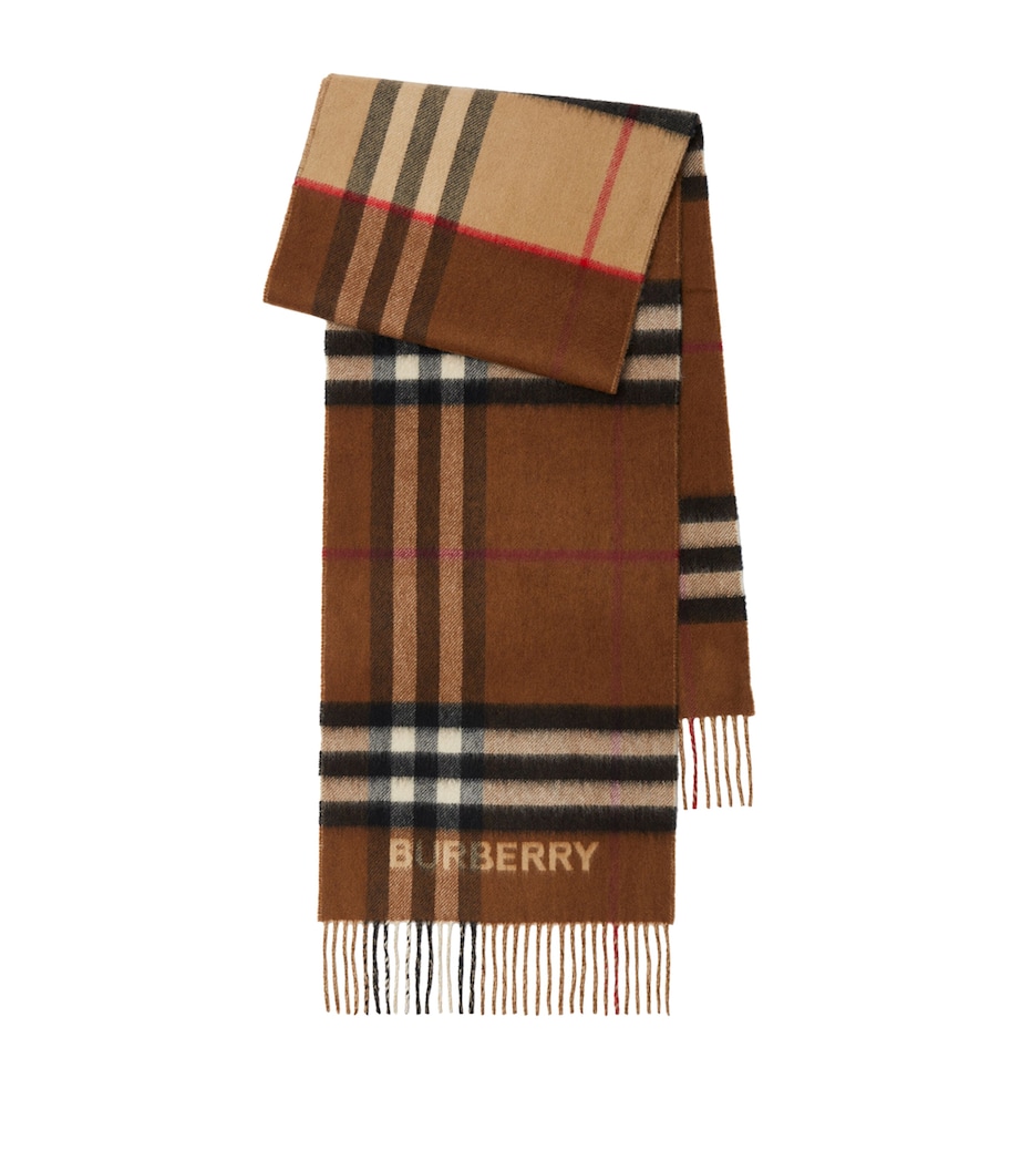 Cashmere Contrast Check Scarf ARC BEIGE/ BIRCH BRN Image 1