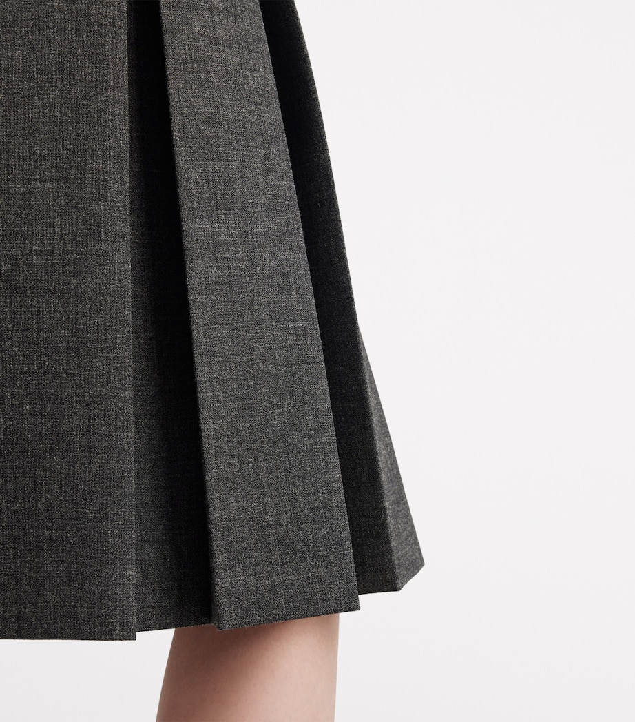 Prada Womens Wool Belted Midi Skirt Image 6