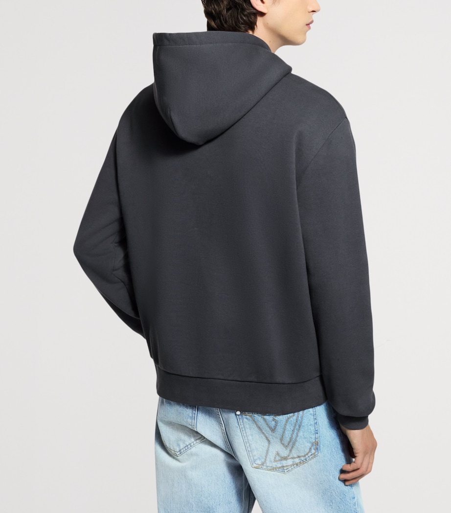 Cotton Embellished Logo Hoodie OBSIDIAN Image 3