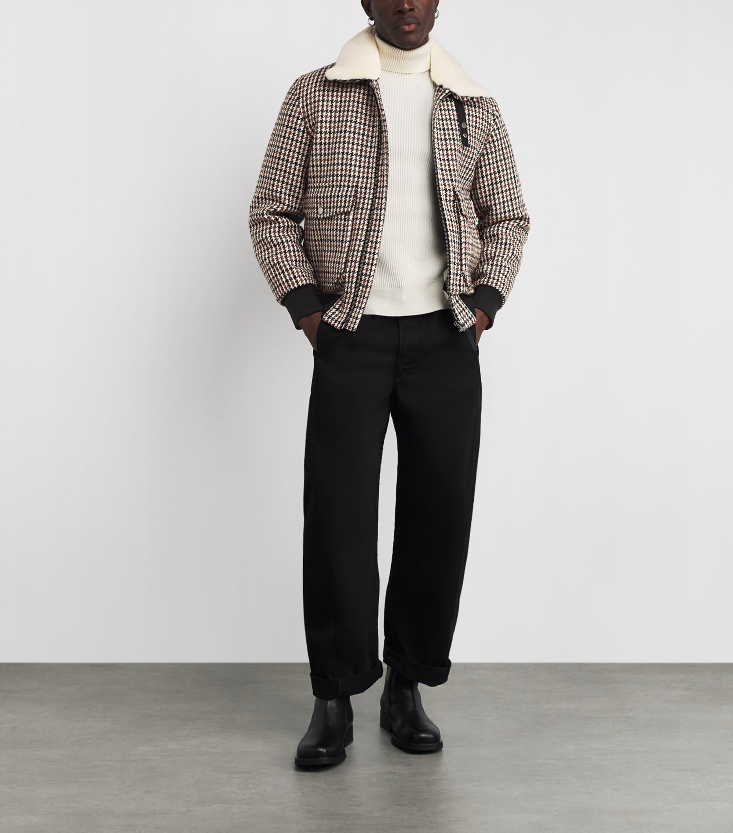 Wool-Blend Houndstooth Rhett-HT Bomber Jacket EARTHBRMLT A Image 2