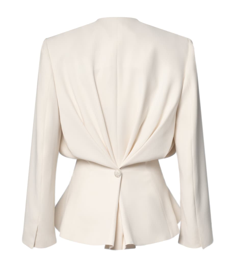 LOUIS VUITTON Womens Silk-Blend Tailored Robe Blazer Beige Image 3