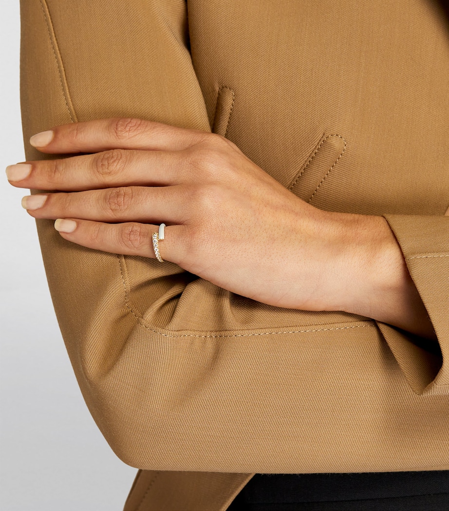 Yellow Gold, Diamond and Enamel Lola Pinky Ring YELLOW GOLD Image 6
