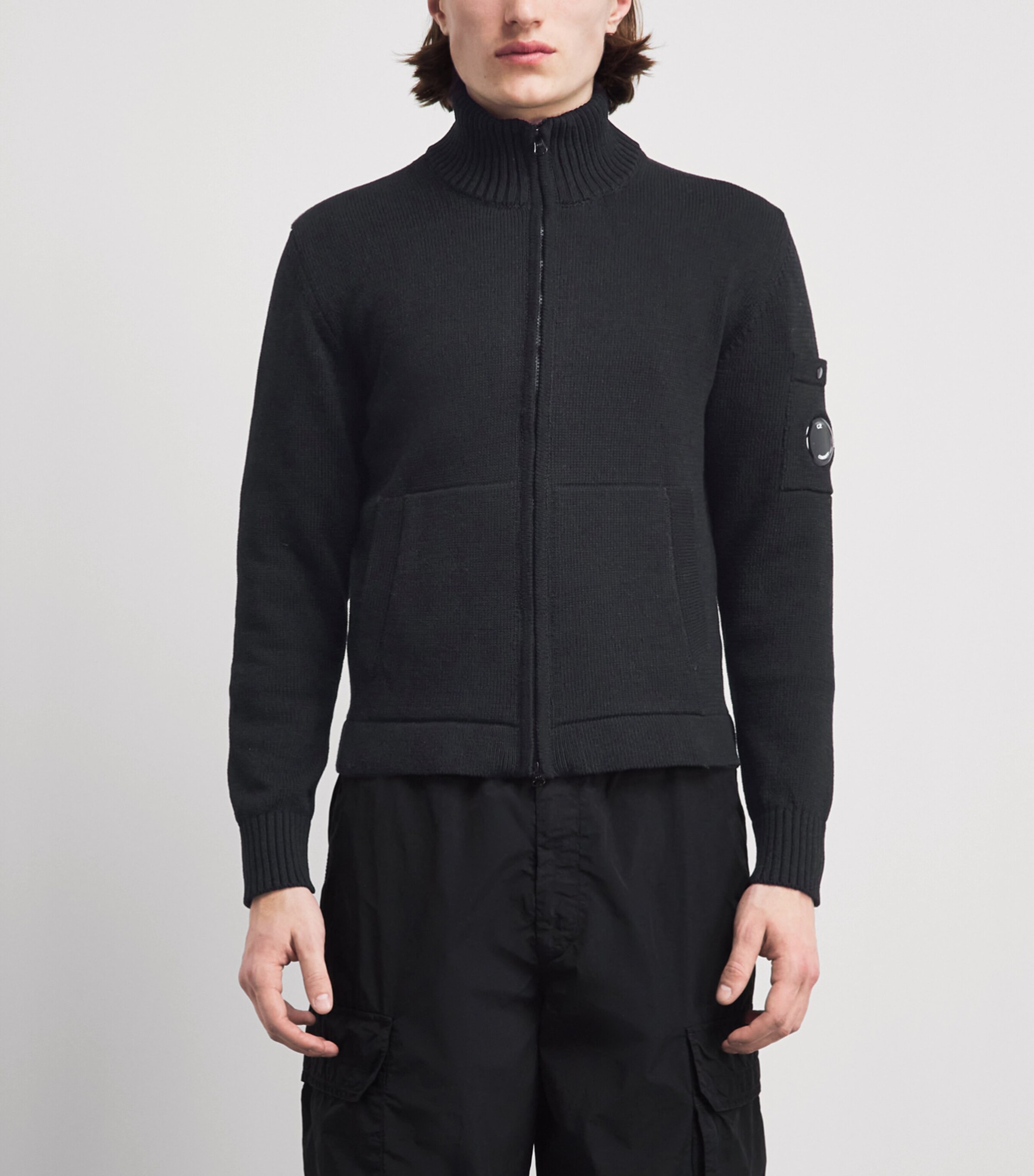 C.P. Company Mens Cotton Zip-Up Cardigan Black Image 4