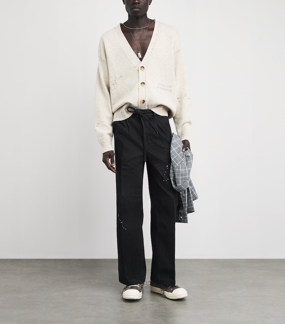 DOMREBEL Mens Denim Pleated Lazy Trousers Faded Black Image 2