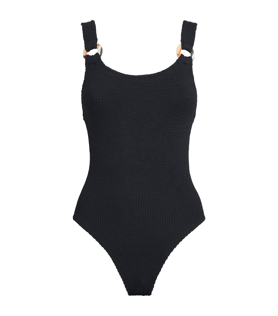 Burberry x Hunza G Womens x Burberry Check-Trim Domino Swimsuit Black Image 1