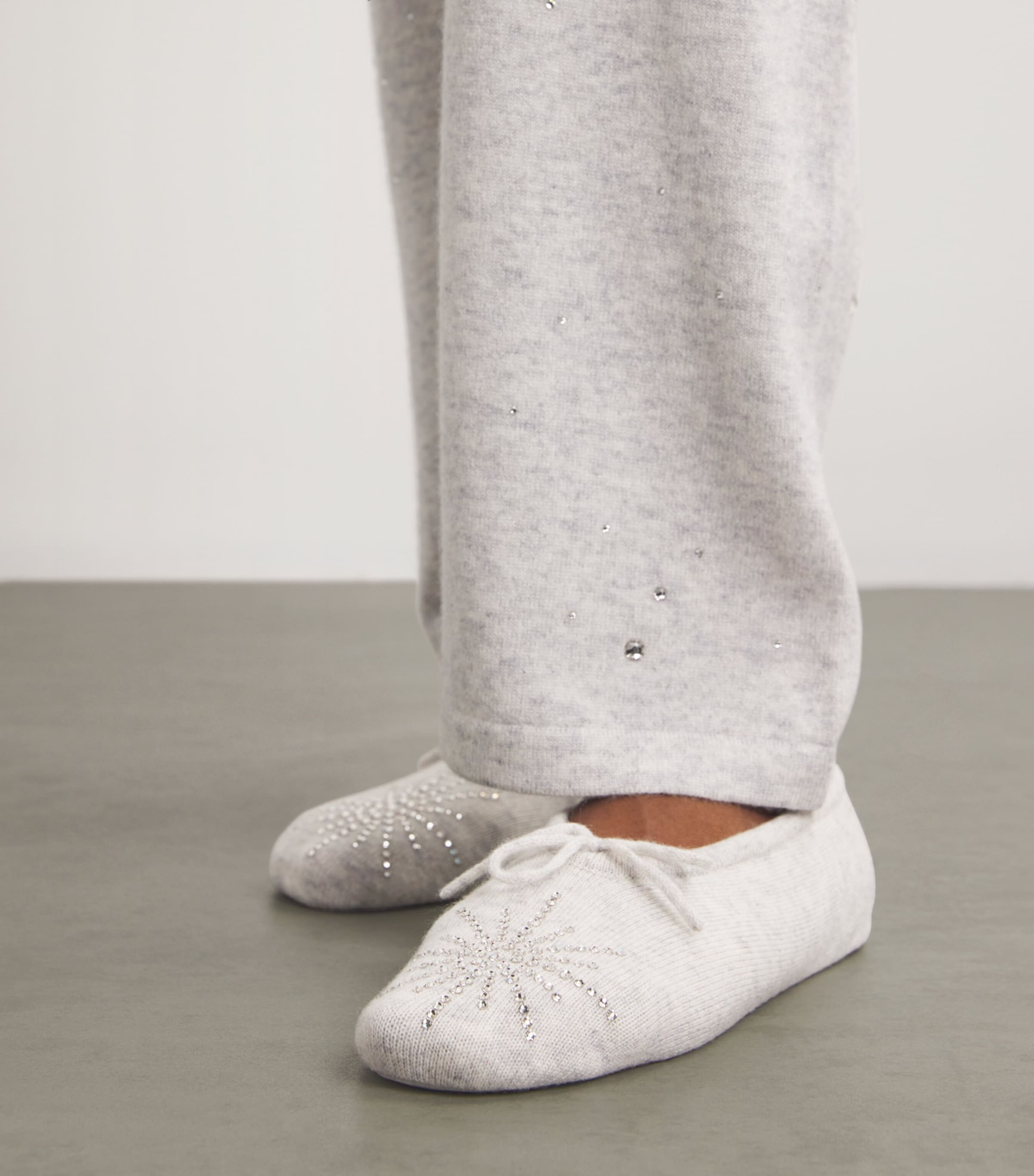 William Sharp Cashmere Crystal-Embellished Dolly Slippers Silverhaze Image 2