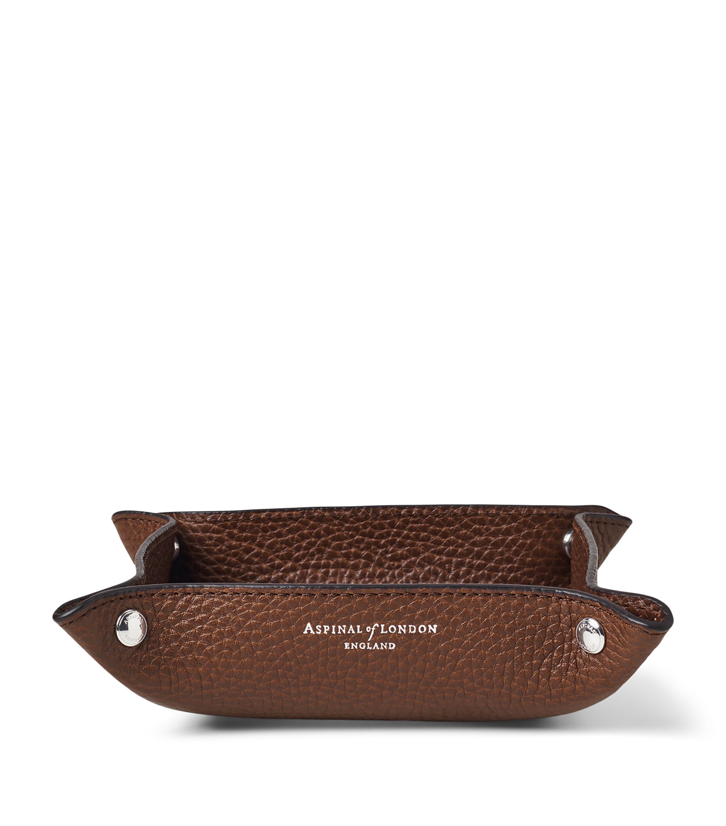 Aspinal Of London Medium Grained Leather Tidy Tray (13cm x 13cm) Tobacco Image 2