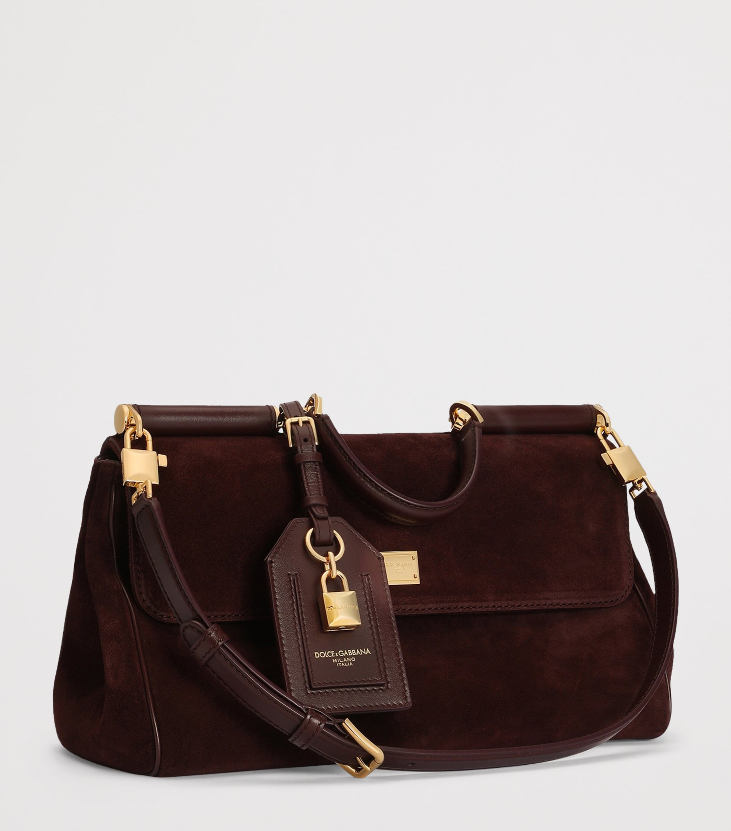Dolce&Gabbana Suede My Sicily Top-Handle Bag Bordeaux/borde Image 5