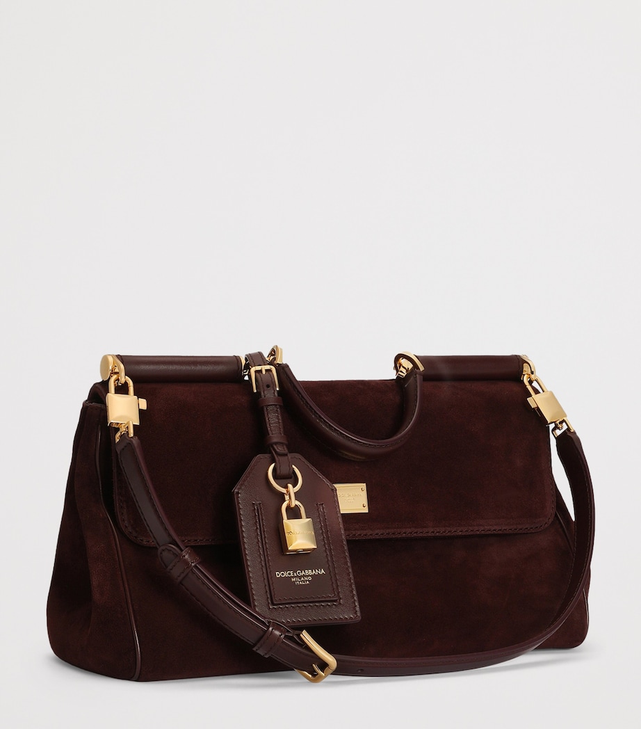 Dolce&Gabbana Suede My Sicily Top-Handle Bag Bordeaux/borde Image 5