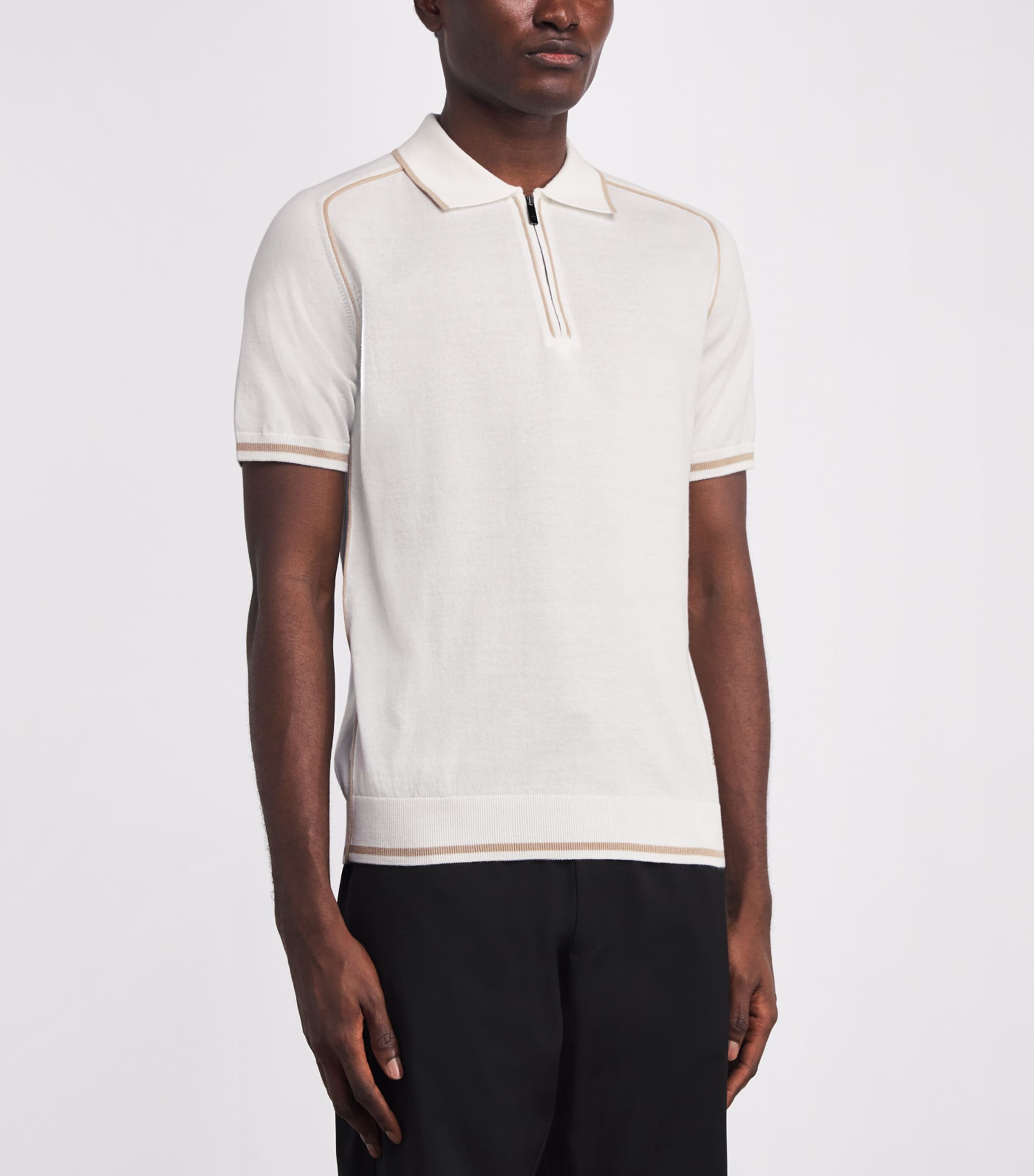 Wool Quarter-Zip Polo Shirt 80 WHITE Image 3