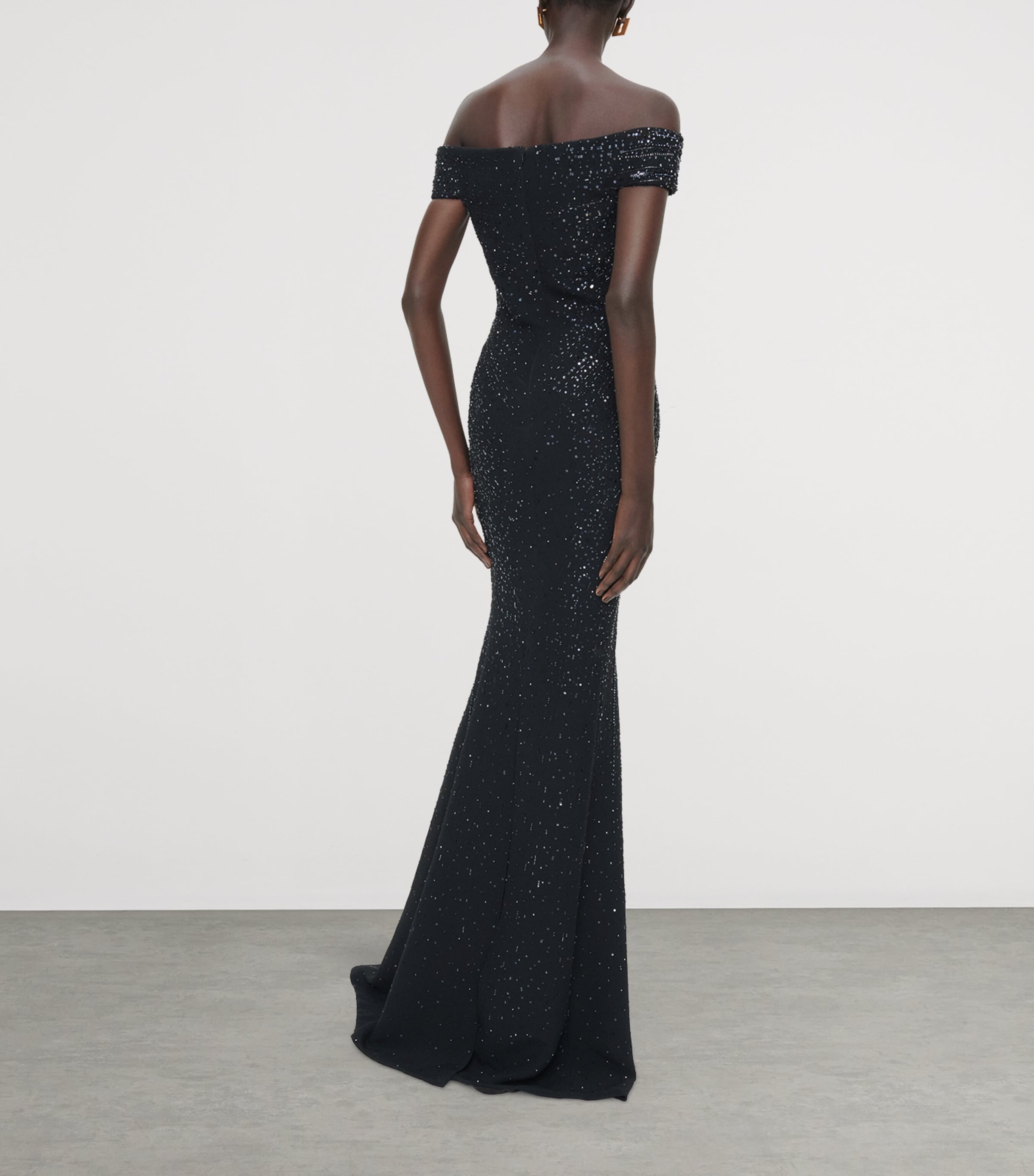 Schiaparelli Womens Sequinned Keyhole Cut-Out Gown Black Image 3