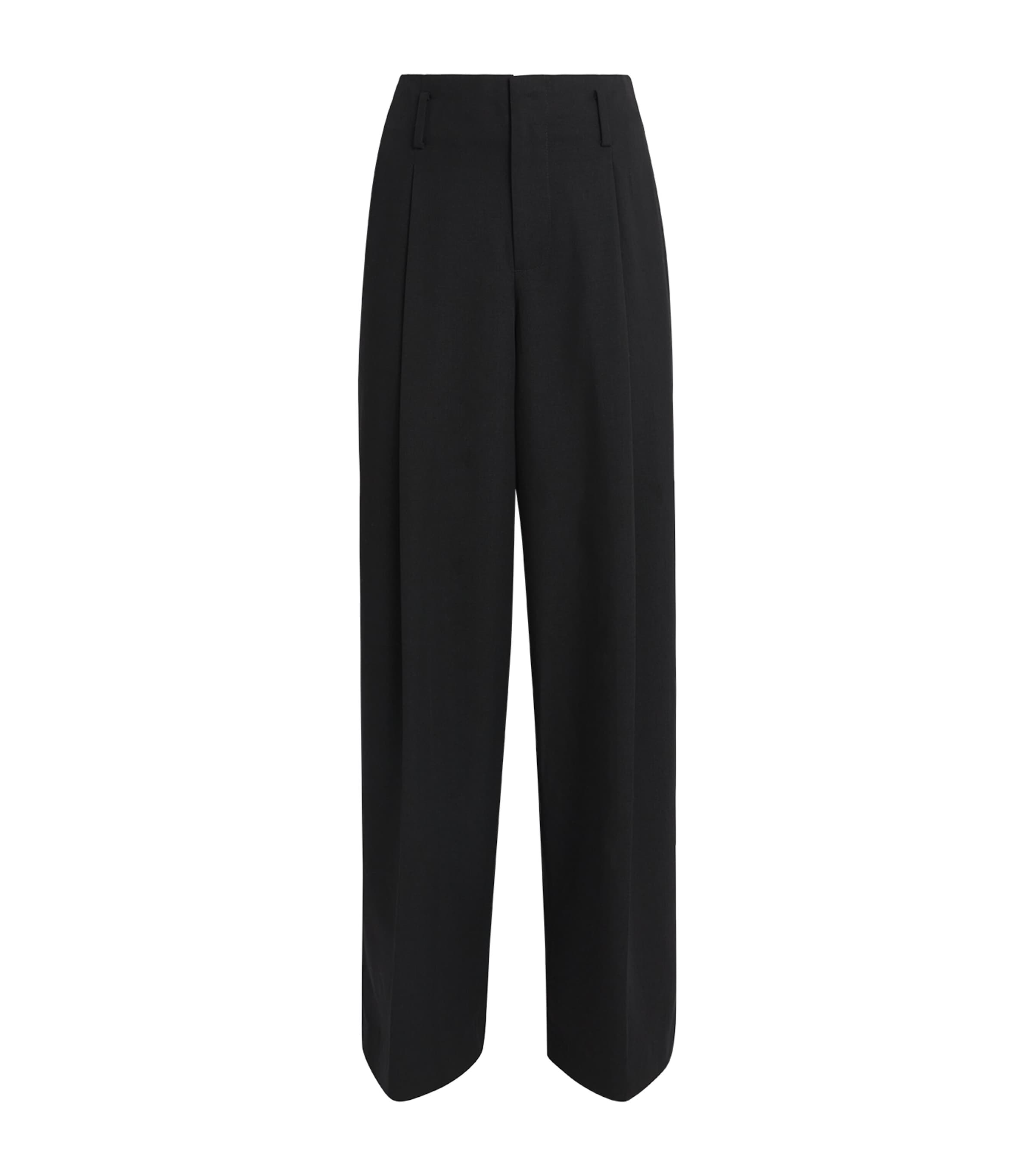 Vince Pleated Straight Trousers In Black