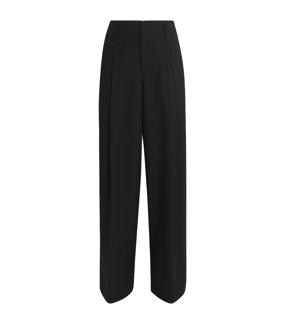 Pleated Straight Trousers 001BLK-BLACK Image 1
