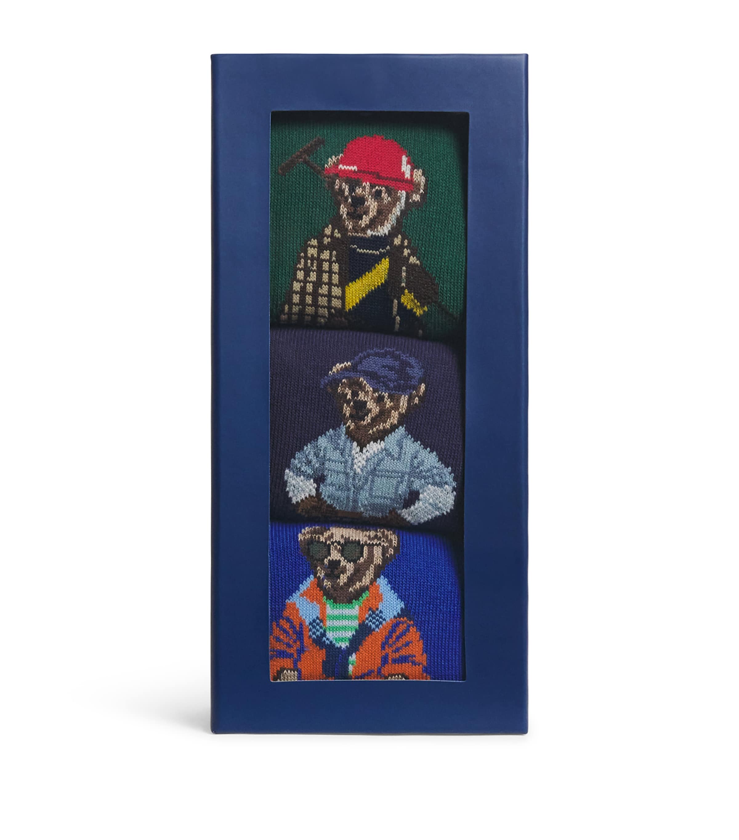 Polo Ralph Lauren Mens Polo Bear Socks Gift Box (Pack of 3) Green/navy/orange Image 1