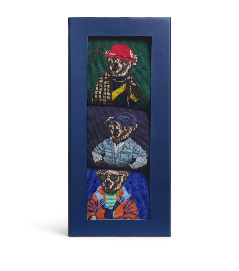 Polo Ralph Lauren Mens Polo Bear Socks Gift Box (Pack of 3) Green/navy/orange Image 1